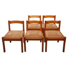 Used Set of Six Naturel "Carimate" Dining Chairs by Vico Magistretti for Cassina 1980