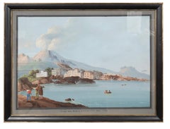 Set Of Six Neapolitan Framed Gouaches Of Vesuvius