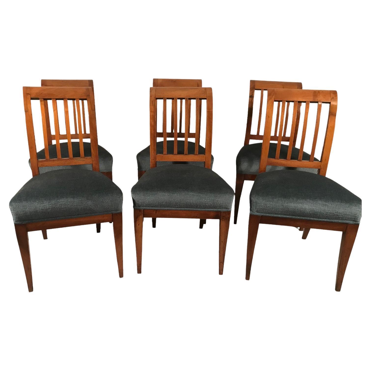 Set von sechs neoklassizistischen  Biedermeier Esszimmerstühle, 1810-20