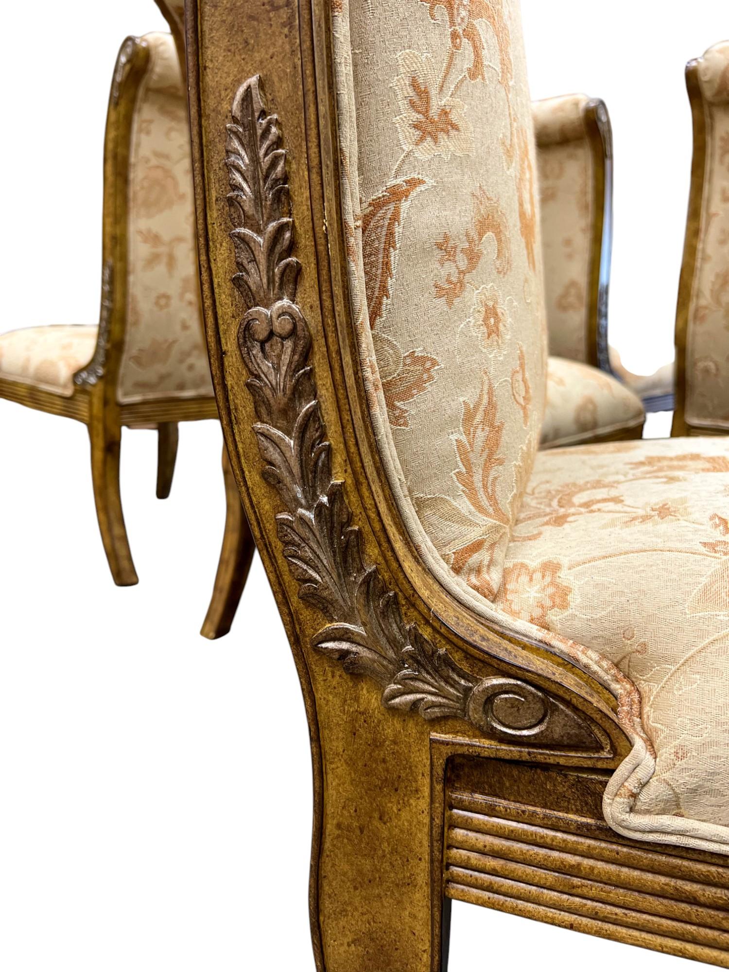 Set di sei sedie da pranzo neoclassiche con schienale alto in vendita 5