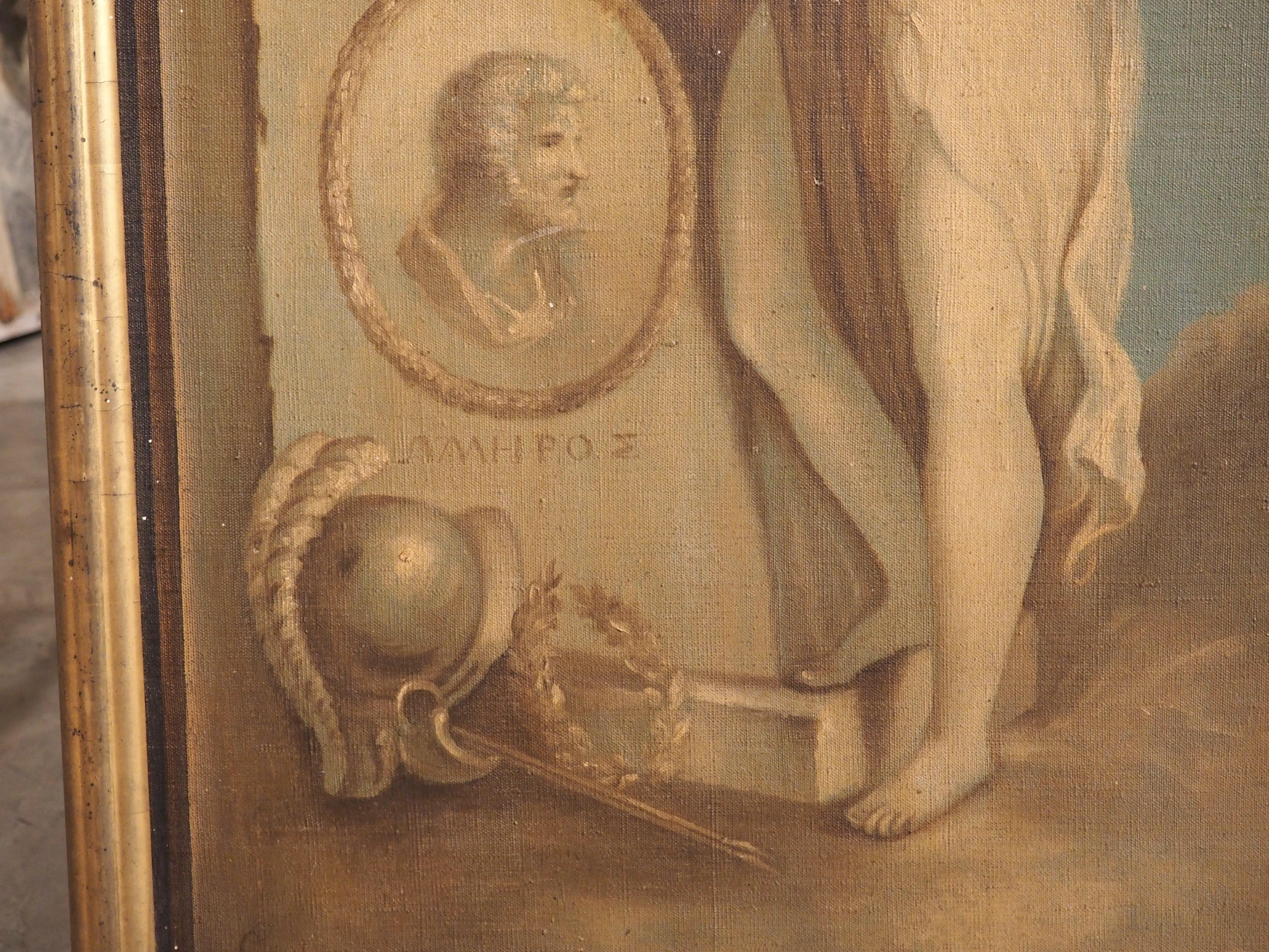 Set von sechs neoklassizistischen Gemälden, Öl auf Leinwand, datiert 1830 im Angebot 7