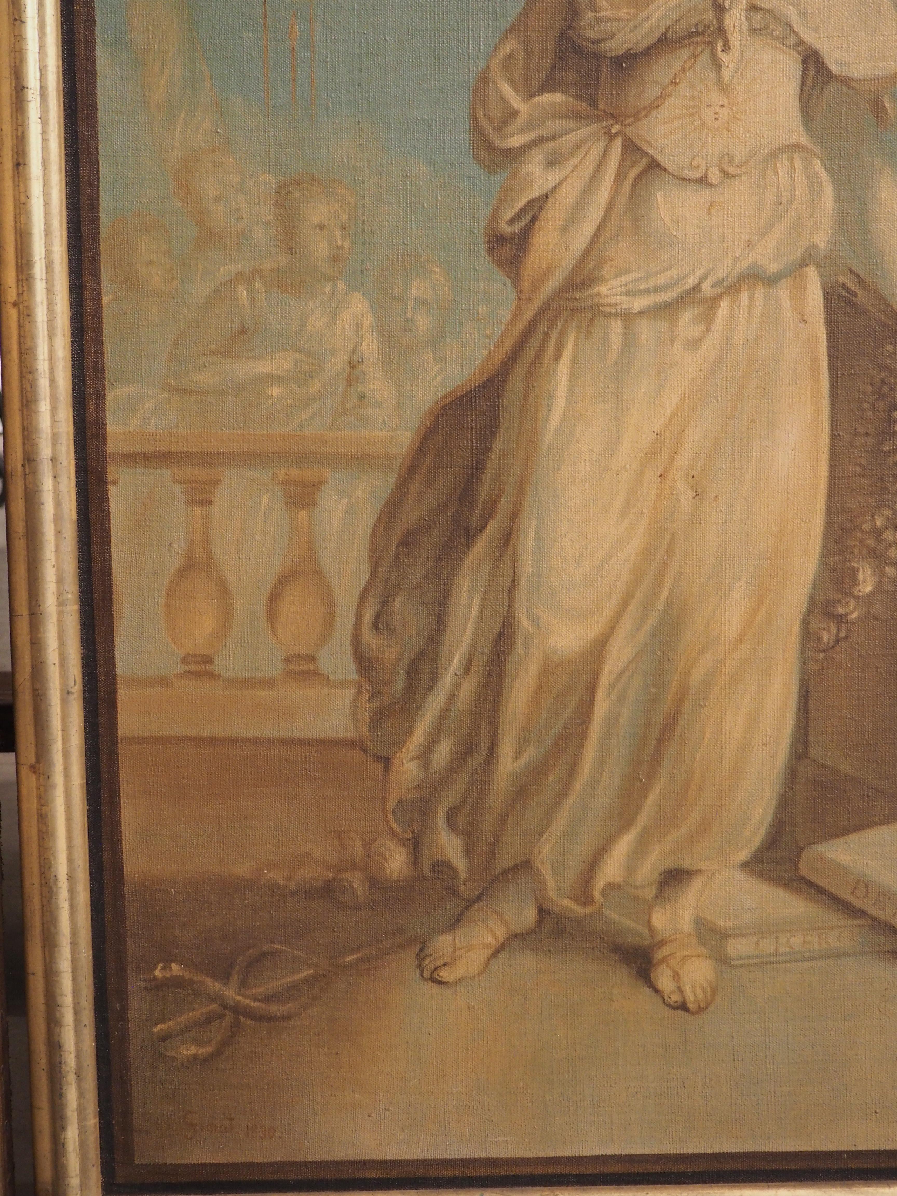 Ensemble de six peintures néoclassiques à l'huile sur toile, datées de 1830 en vente 9