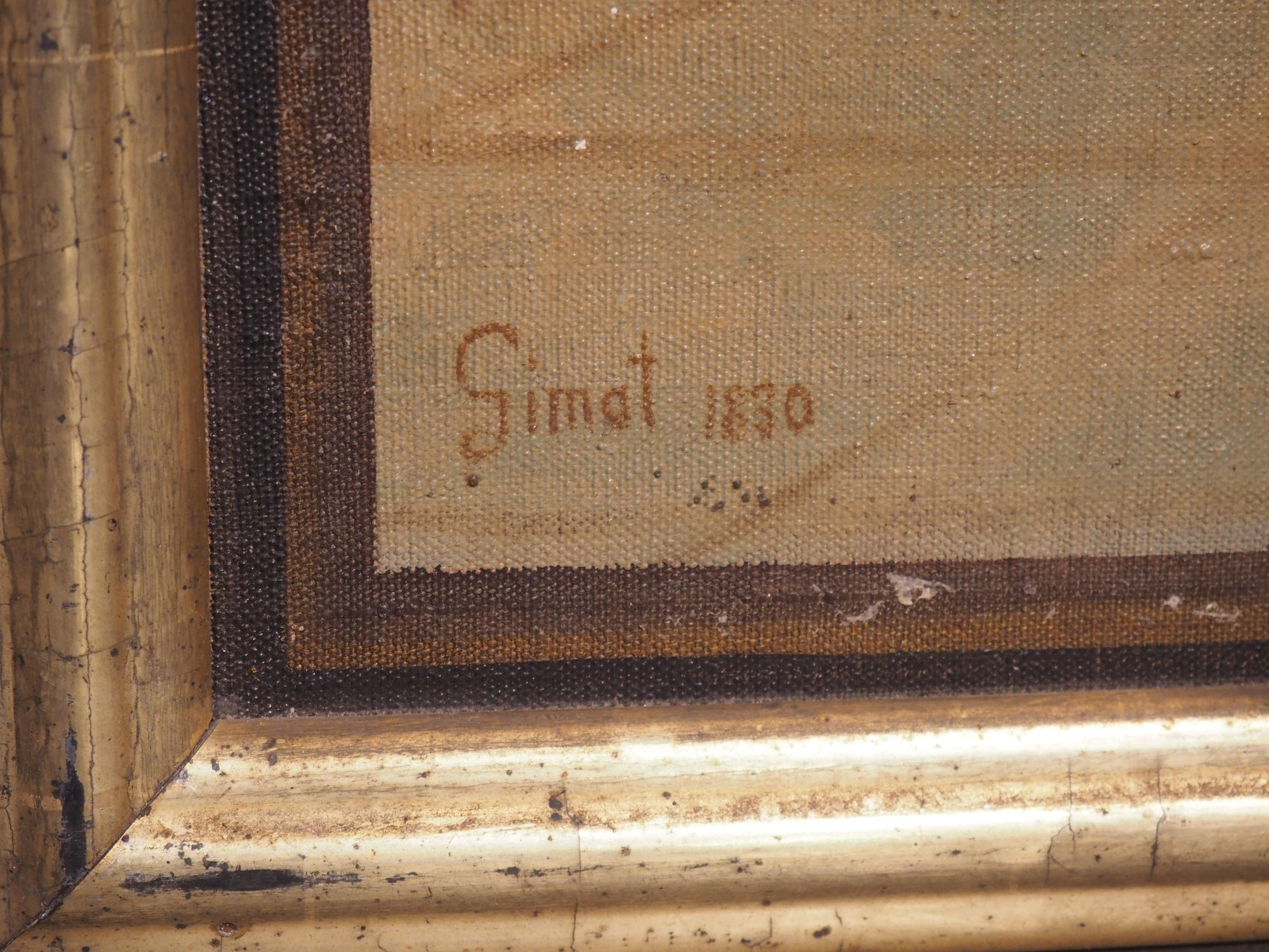 Set von sechs neoklassizistischen Gemälden, Öl auf Leinwand, datiert 1830 im Angebot 13