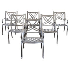 Set of Six Neoclassical Style Aluminum Garden Dining Armchairs