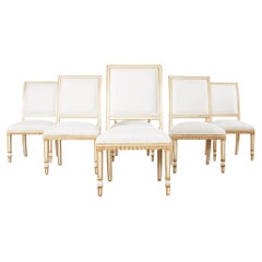 Set of Six Neoclassical Style Bespoke Painted Dining Chairs