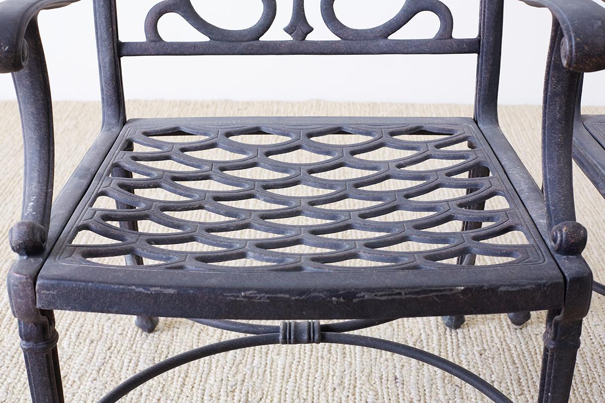 Set of Six Neoclassical Style Cast Iron Garden Chairs In Good Condition In Rio Vista, CA