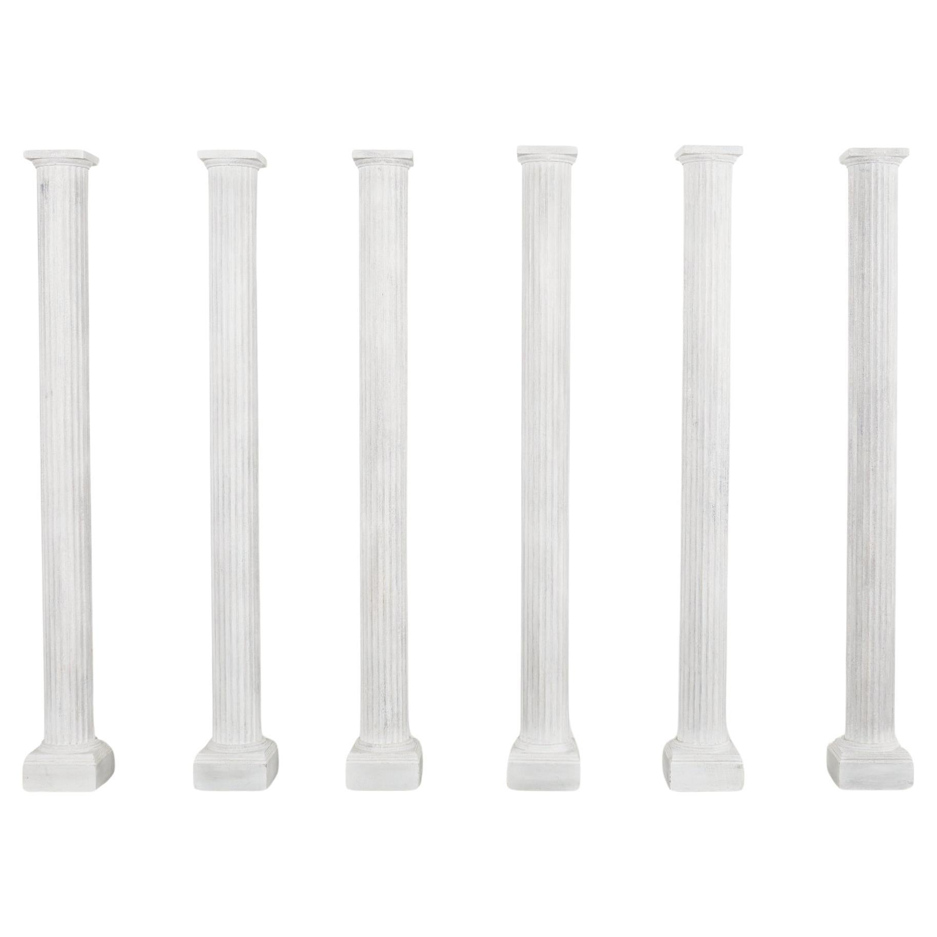 Ensemble de six colonnes de zinc cannelées de style néoclassique