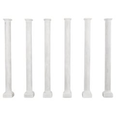Vintage Set of Six Neoclassical Style Fluted Zinc Columns