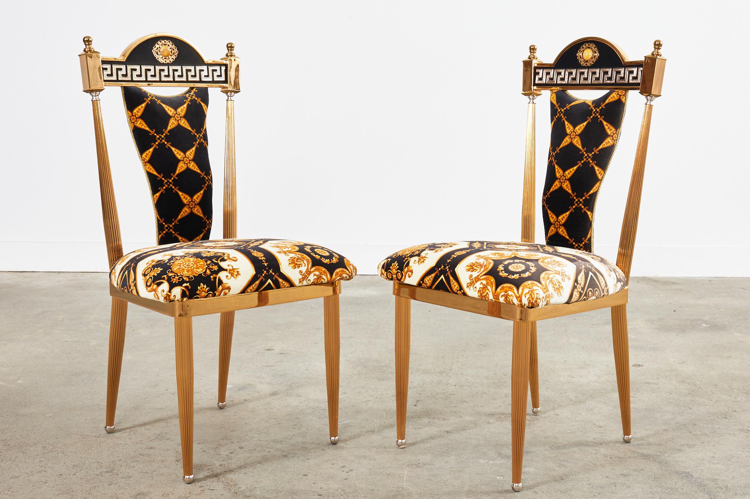 Set of Six Neoclassical Style Gilt Dining Chairs After Versace In Good Condition For Sale In Rio Vista, CA