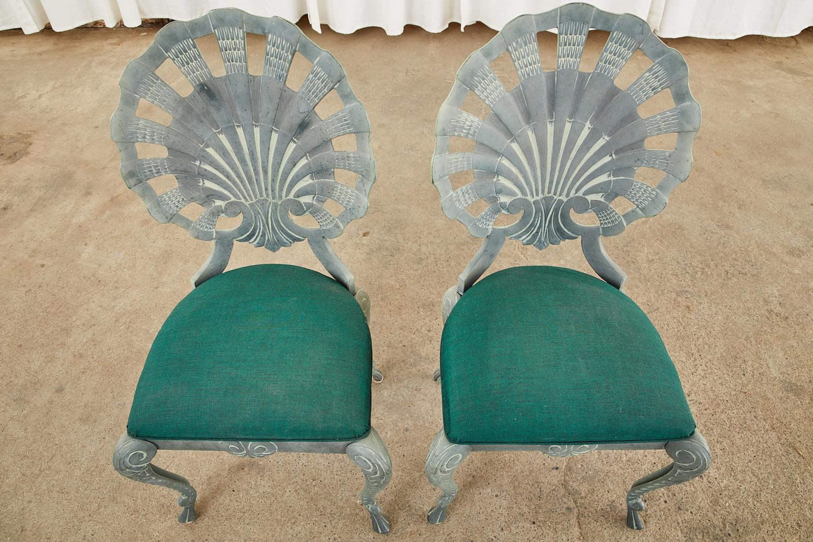 Set of Six Neoclassical Style Grotto Clamshell Garden Chairs 5