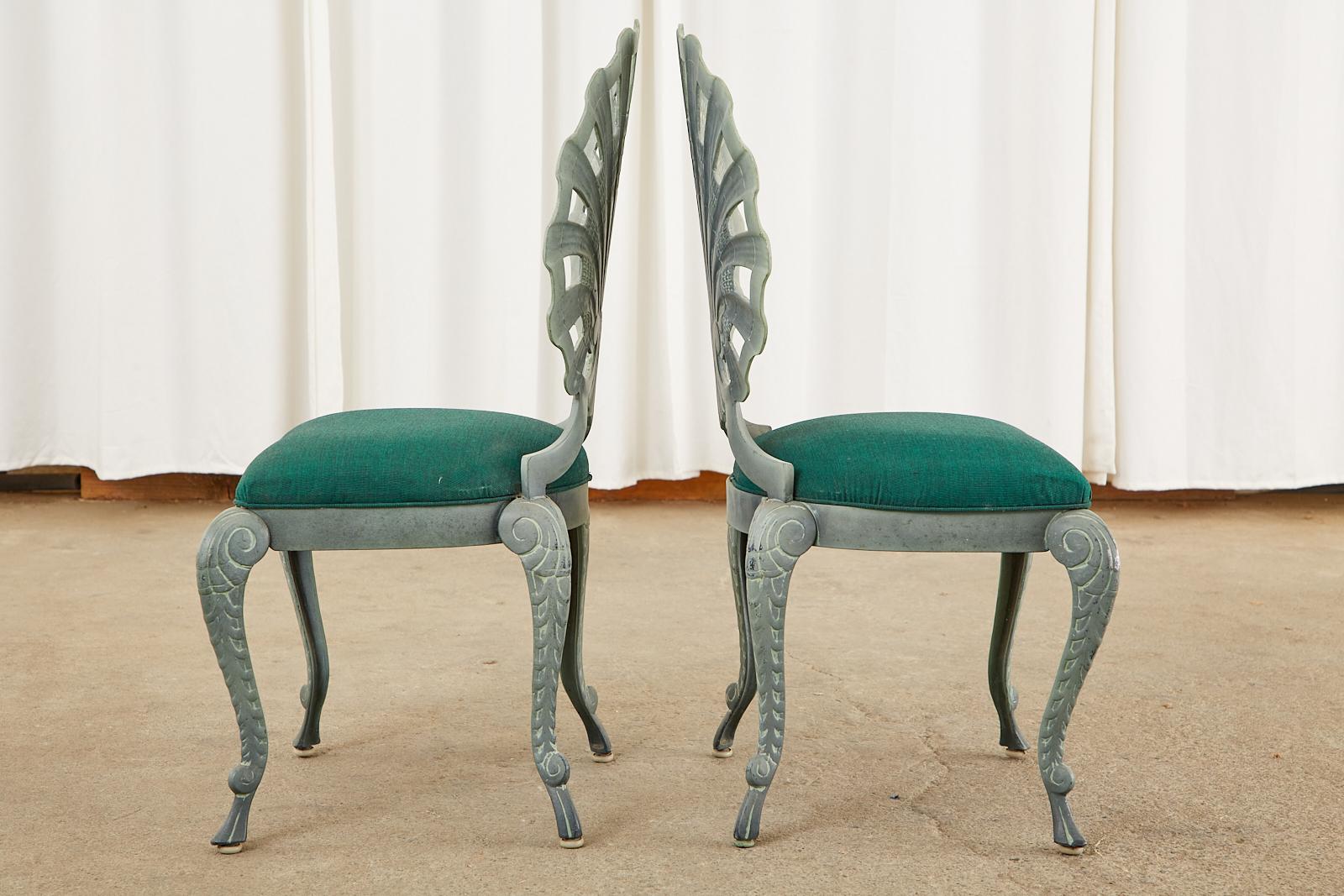 Set of Six Neoclassical Style Grotto Clamshell Garden Chairs In Good Condition In Rio Vista, CA