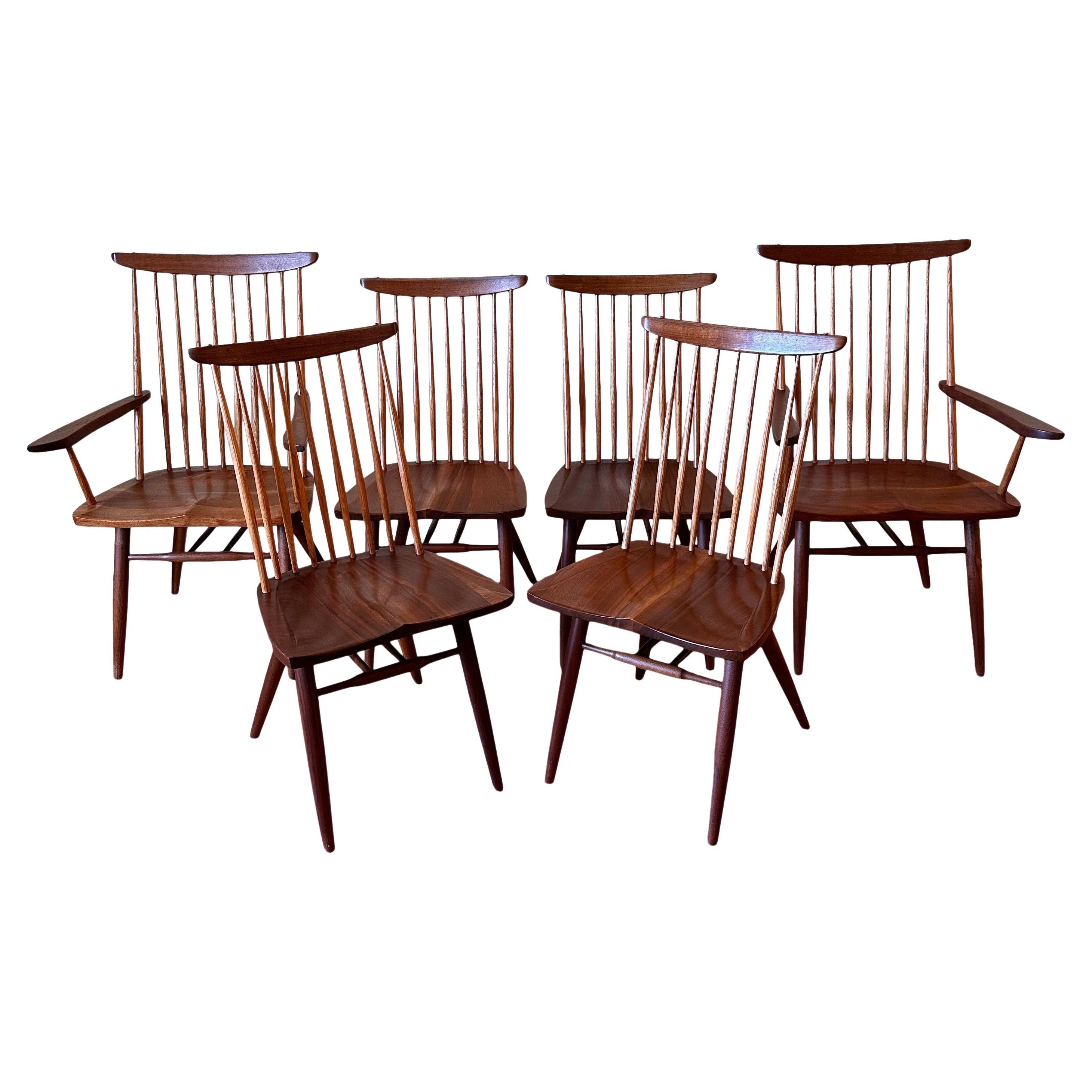 Set of Six New Chairs in Walnut by George Nakashima 1978