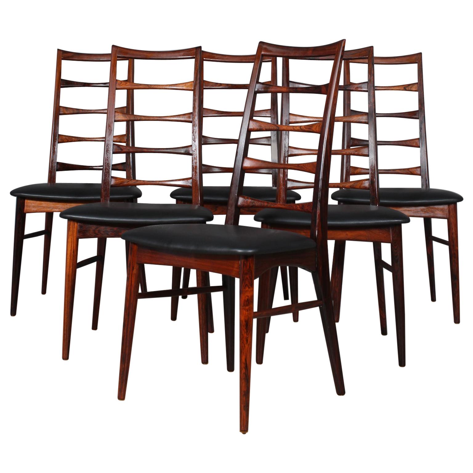 Set of Six Niels Koefoed Dining Chairs, Model "Lis", Rosewood, 1960s