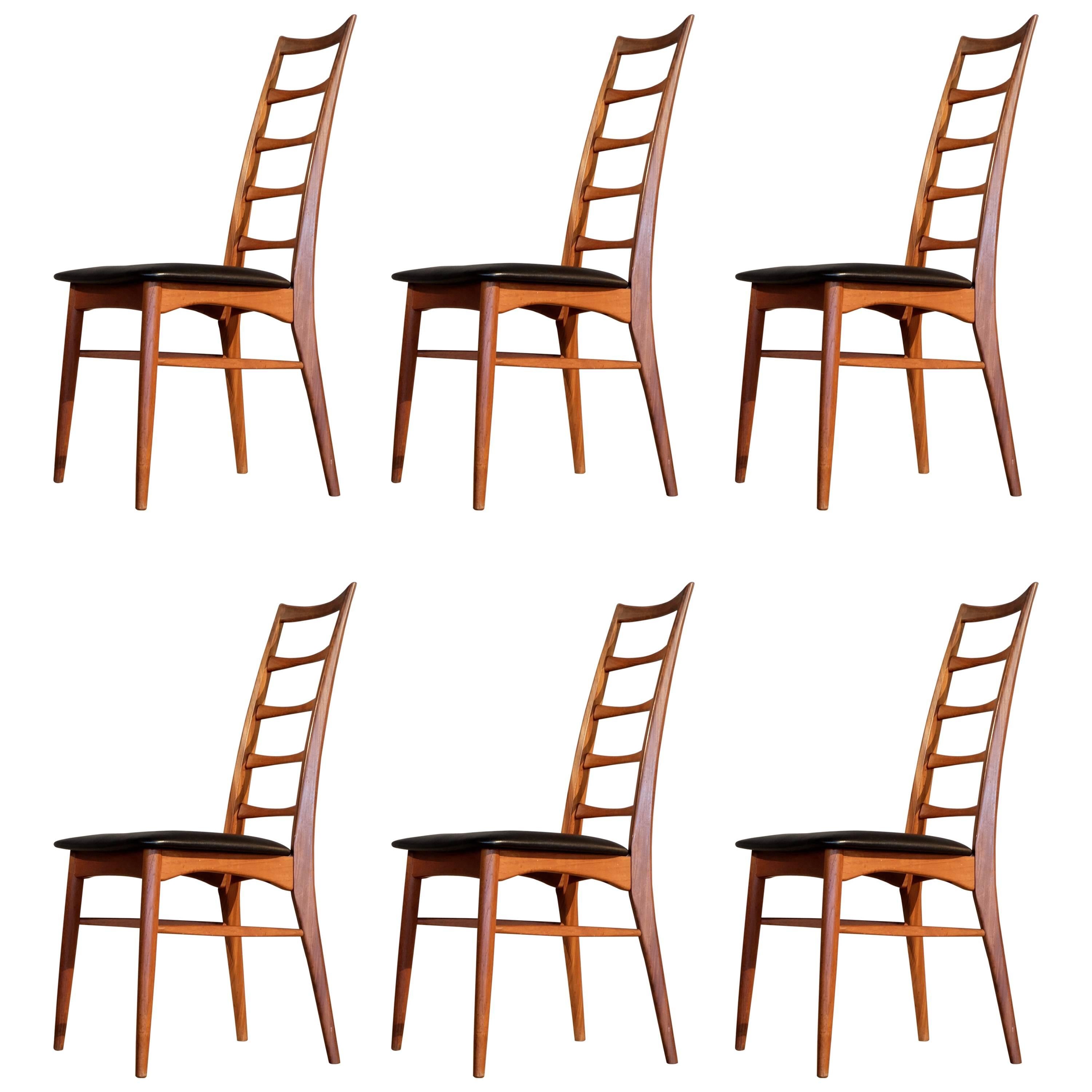 Juego de seis sillas de comedor Niels Koefoed, Dinamarca Años 60