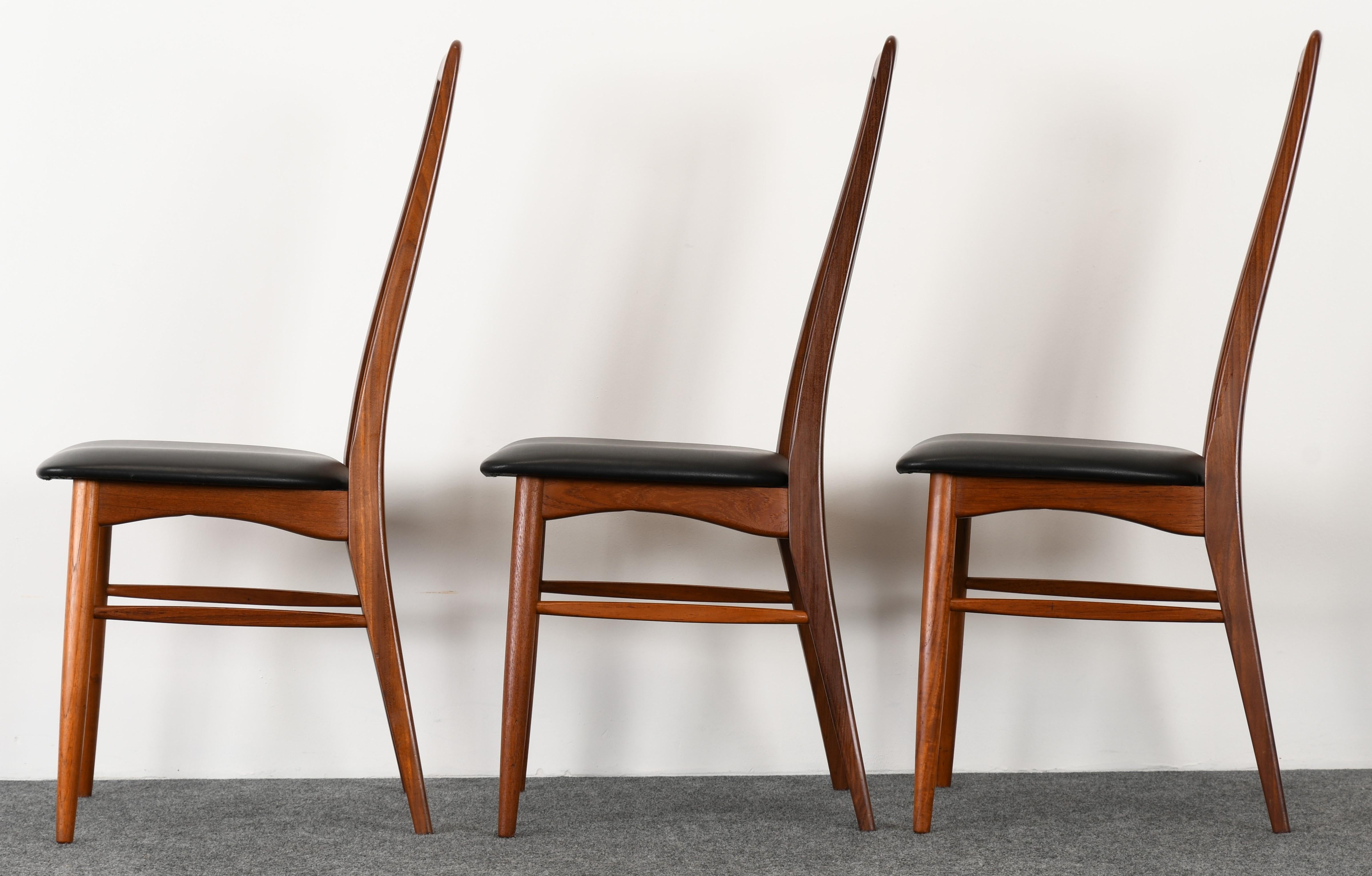 Faux Leather Set of Six Niels Koefoed 'Eva' Dining Chairs for Koefoed Hornslet, 1960s