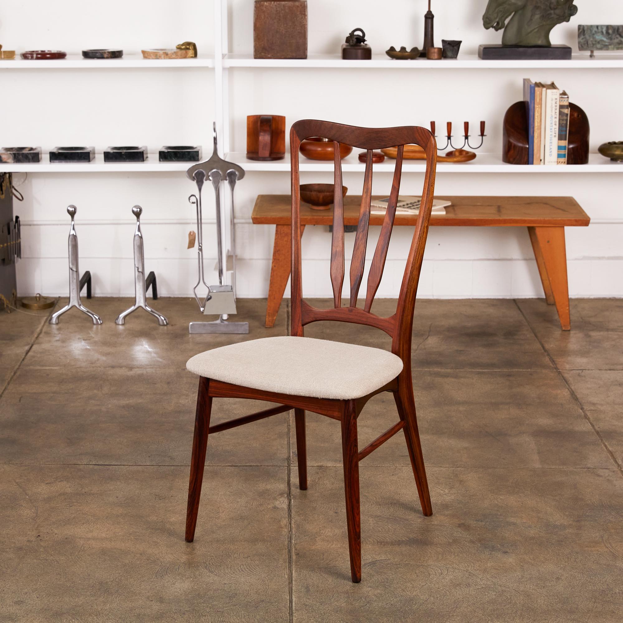 Linen Set of Six Niels Koefoed for Koefoeds Mobelfabrik Dining Chairs