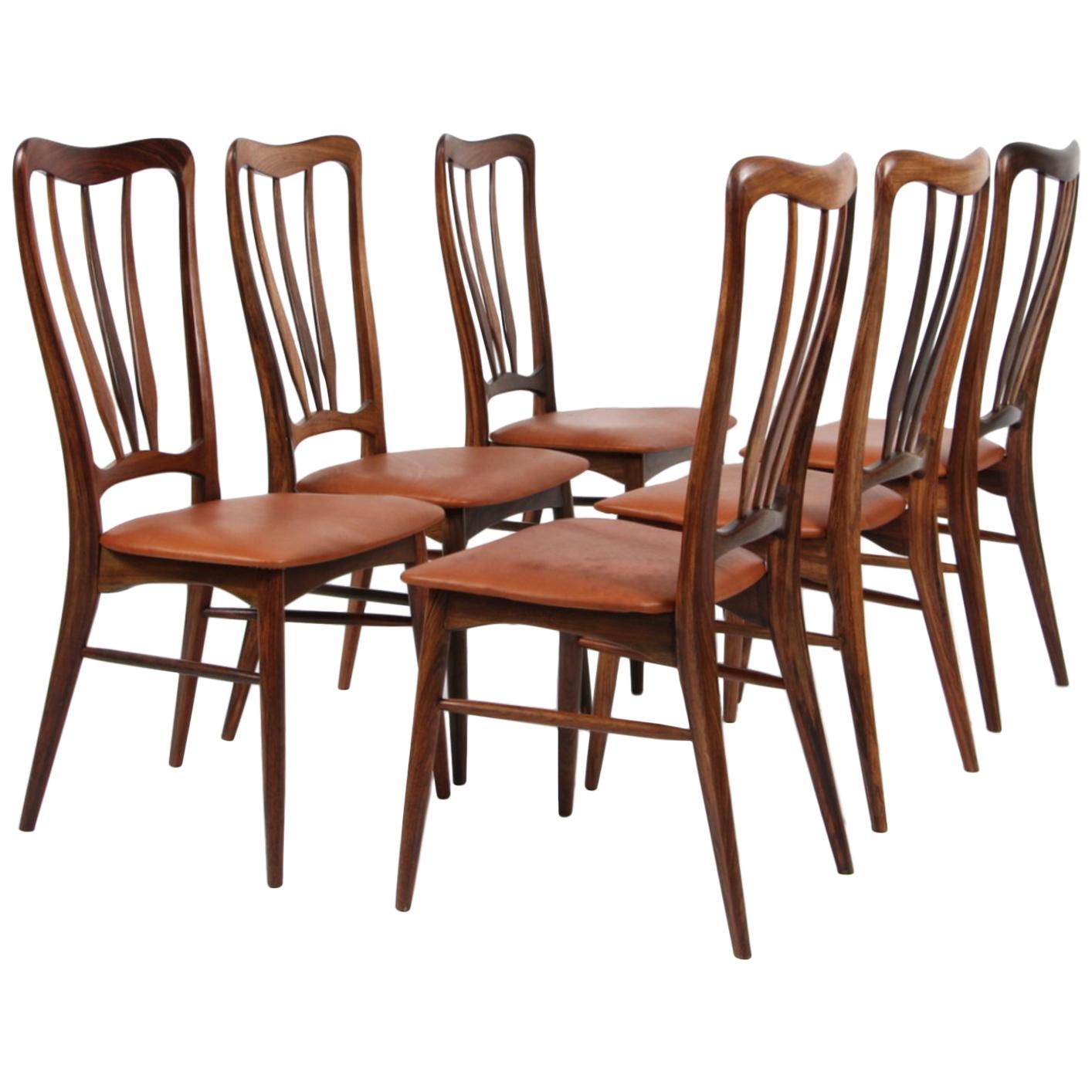 Set of Six Niels Koefoed "Ingrid" Dining Chairs in Rosewood