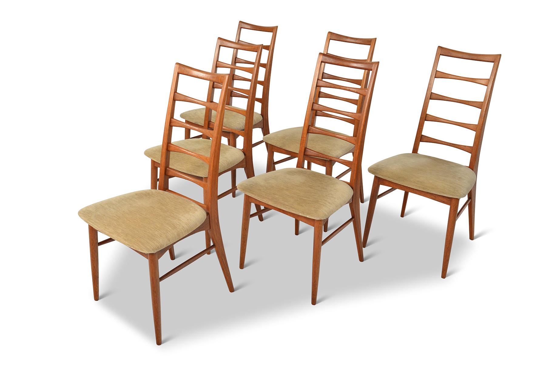 Danish Set of Six Niels Koefoed Ladder Back Dining Chairs in Teak