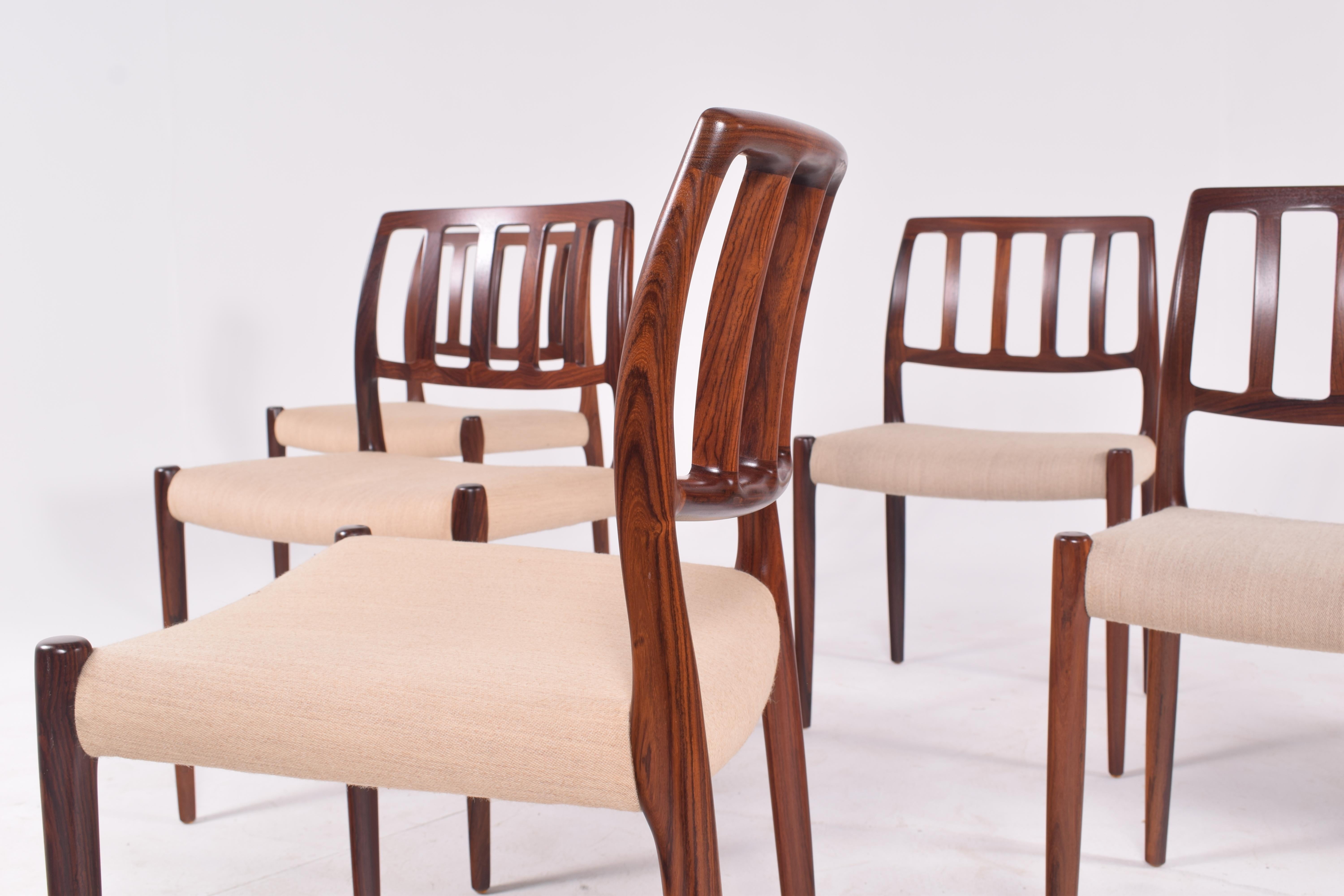 Set of Six Niels Møller “Model 83” Rosewood Dining Chairs for J.L. Møller 3