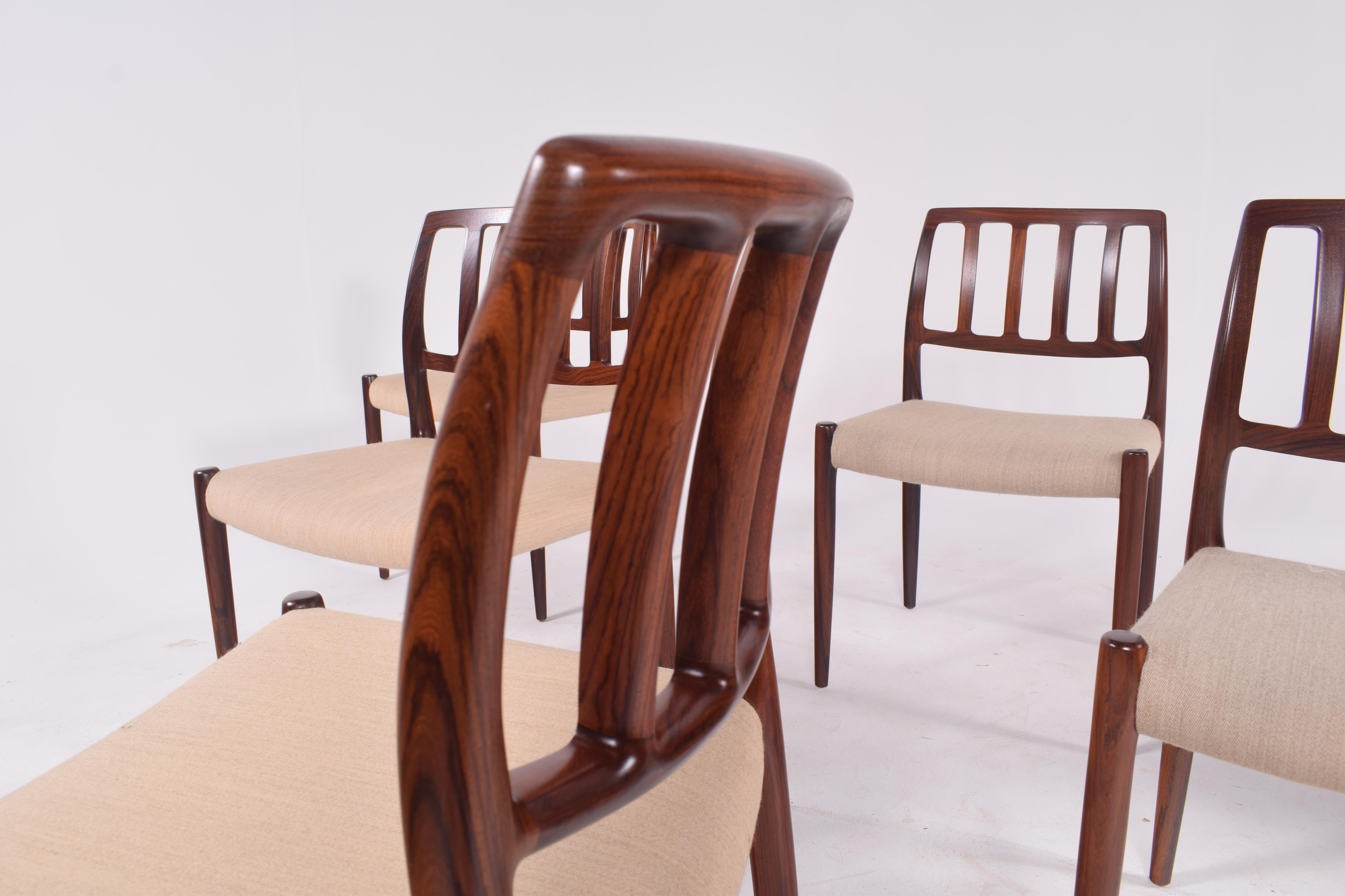 Set of Six Niels Møller “Model 83” Rosewood Dining Chairs for J.L. Møller 2