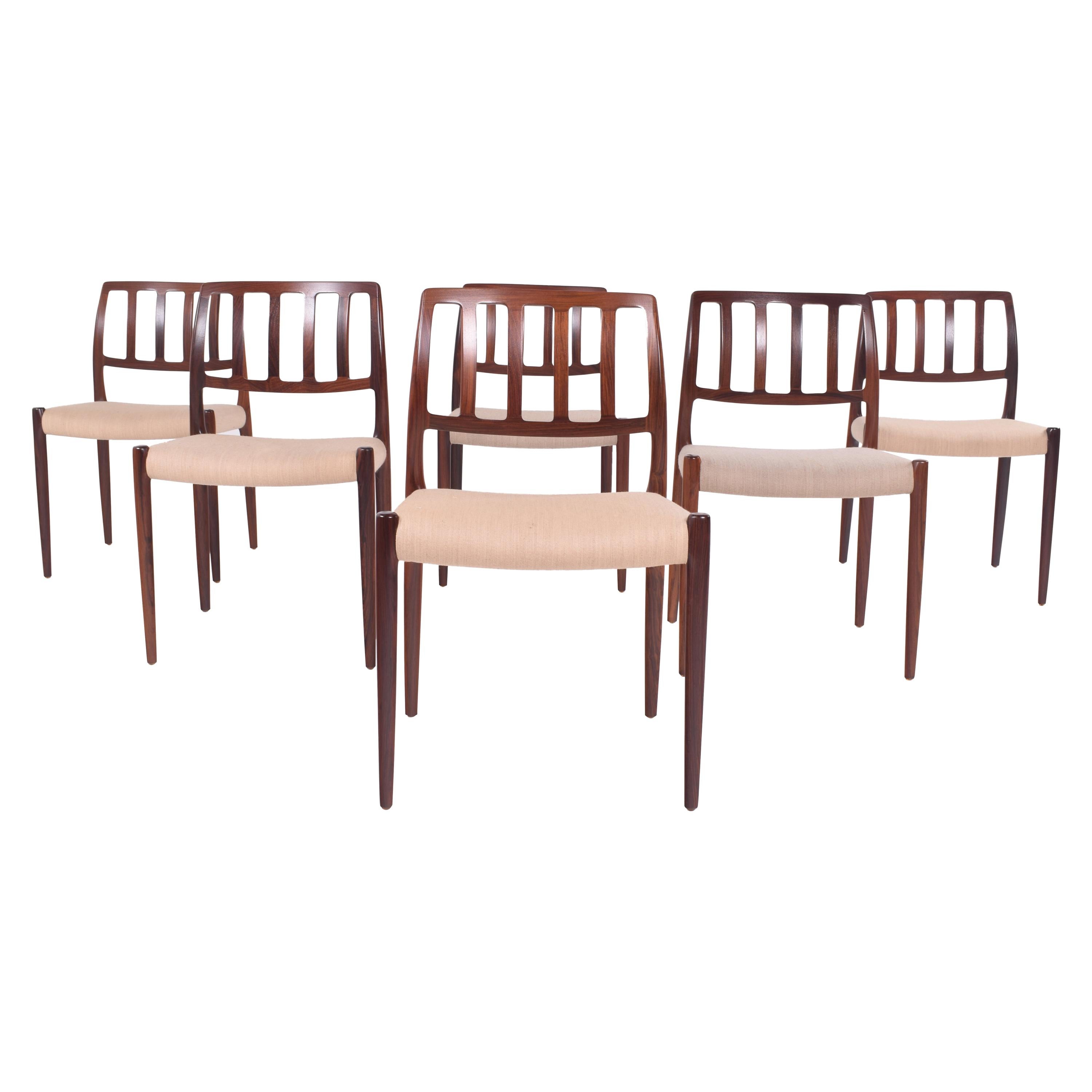 Set of Six Niels Møller “Model 83” Rosewood Dining Chairs for J.L. Møller
