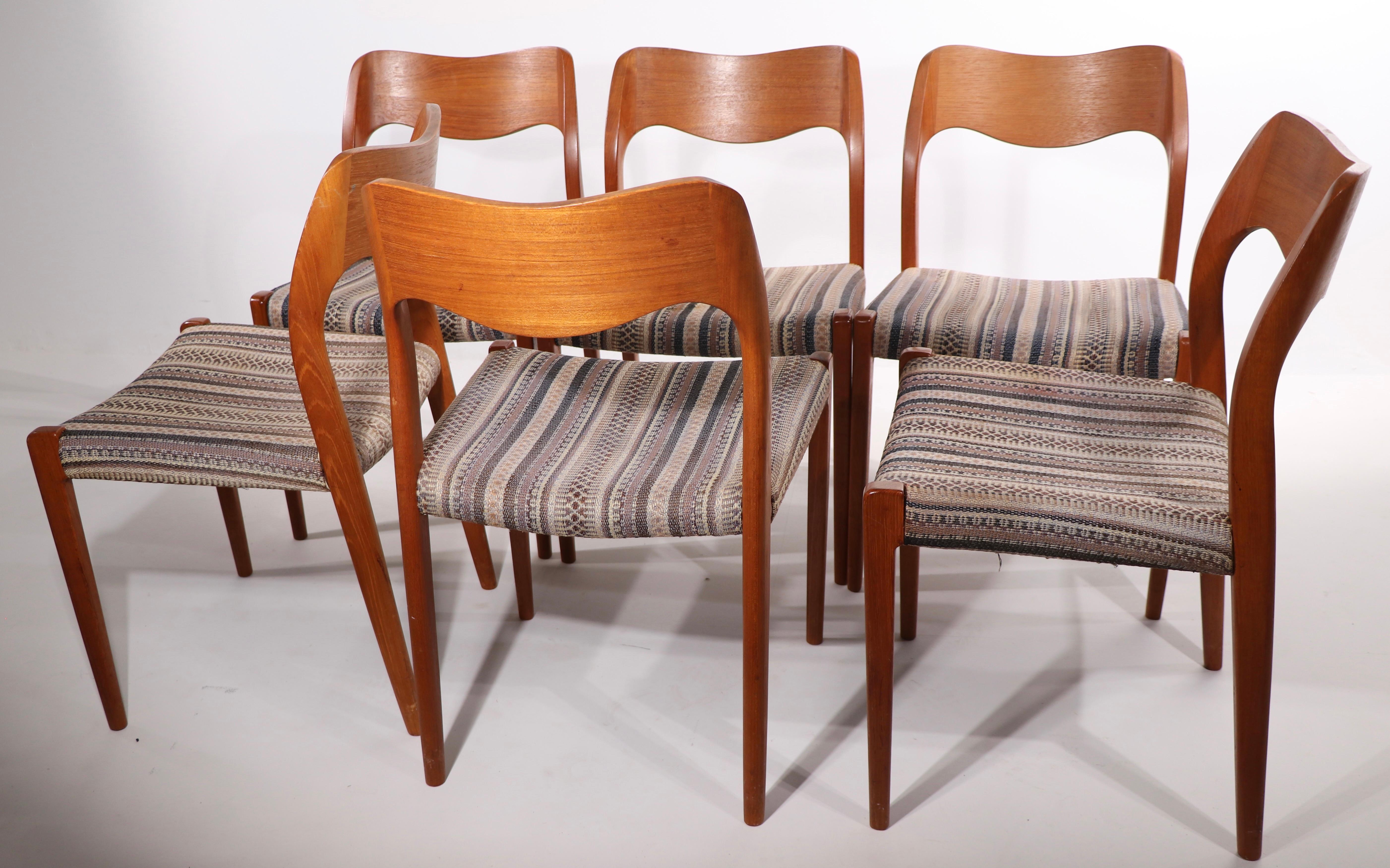 Set of Six Niels Moller Design Dinging Chairs Model 71 by J.L. Mollers Denmark 6