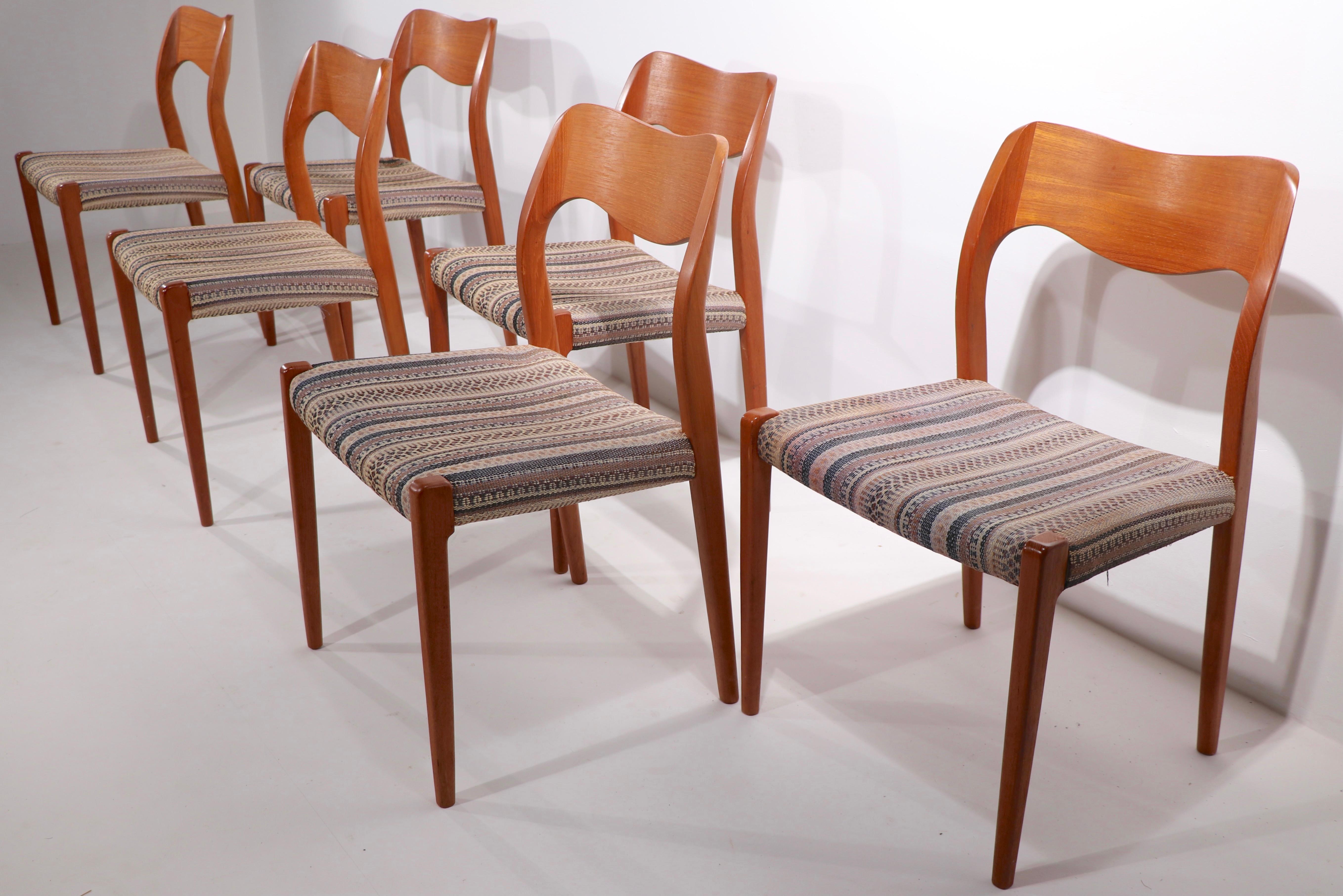 Set of Six Niels Moller Design Dinging Chairs Model 71 by J.L. Mollers Denmark 1