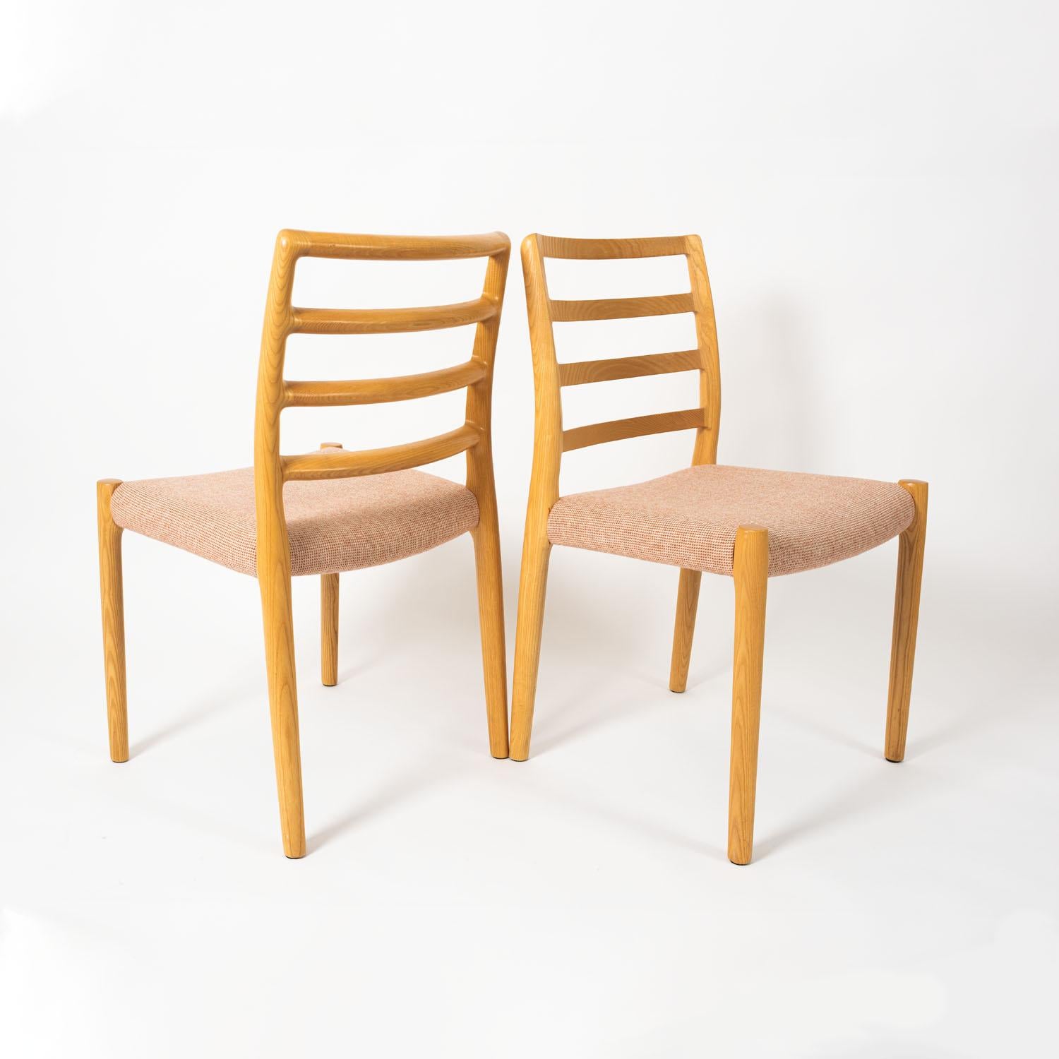 The Møller 85 chair was designed in 1981 by Niels Otto Møller. Since 1944, J. L. Møller has produced chairs of outstanding quality and timeless design. The Møller 85 chair utilizes mortise and tenon joints, strengthening the construction. Every