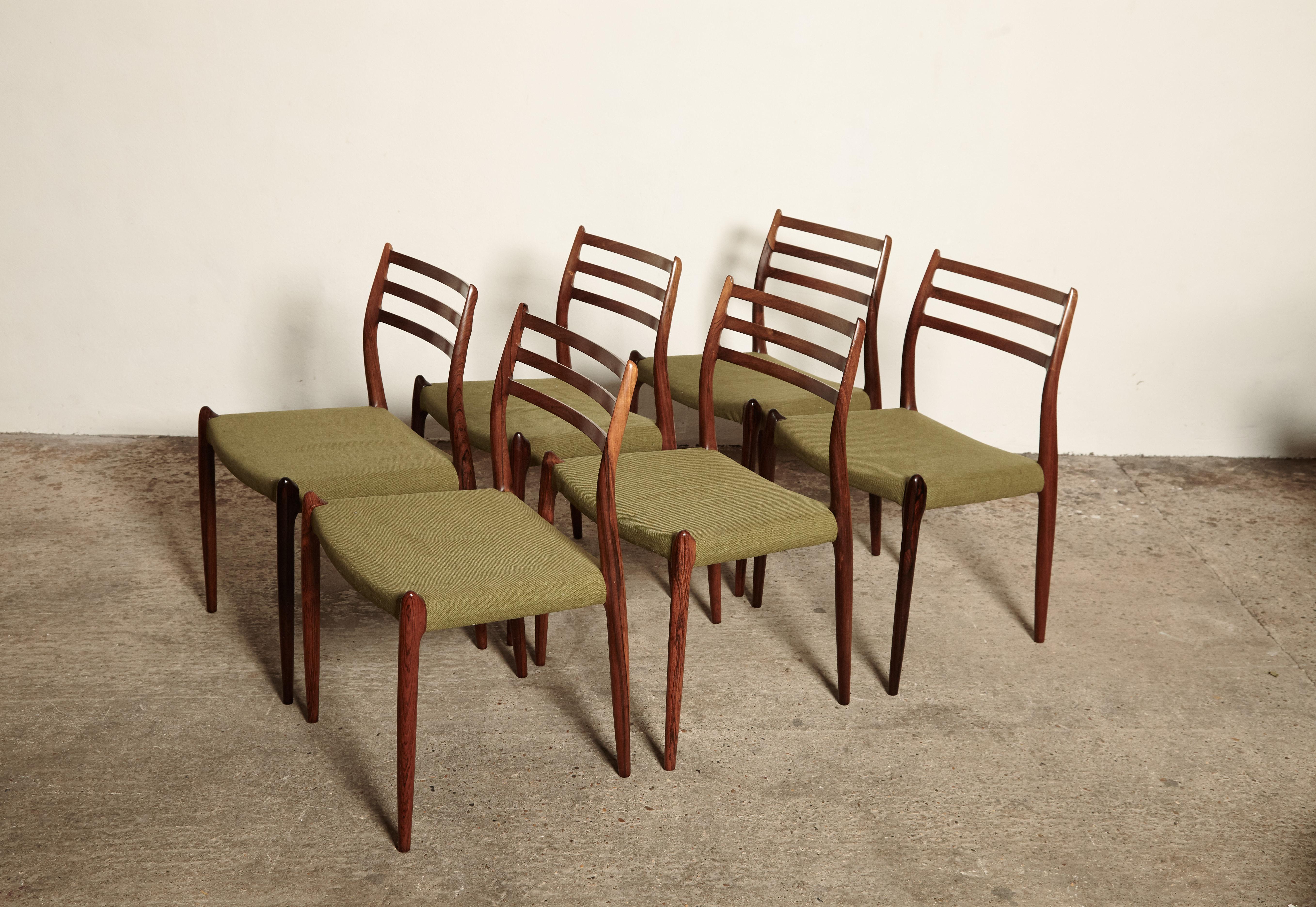 Danish Set of Six Niels O Moller Model 78 Rosewood Dining Chairs, Denmark, 1960s