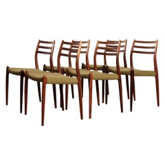 Set of Six Niels O Moller Model 78 Rosewood Dining Chairs, Denmark, 1960s