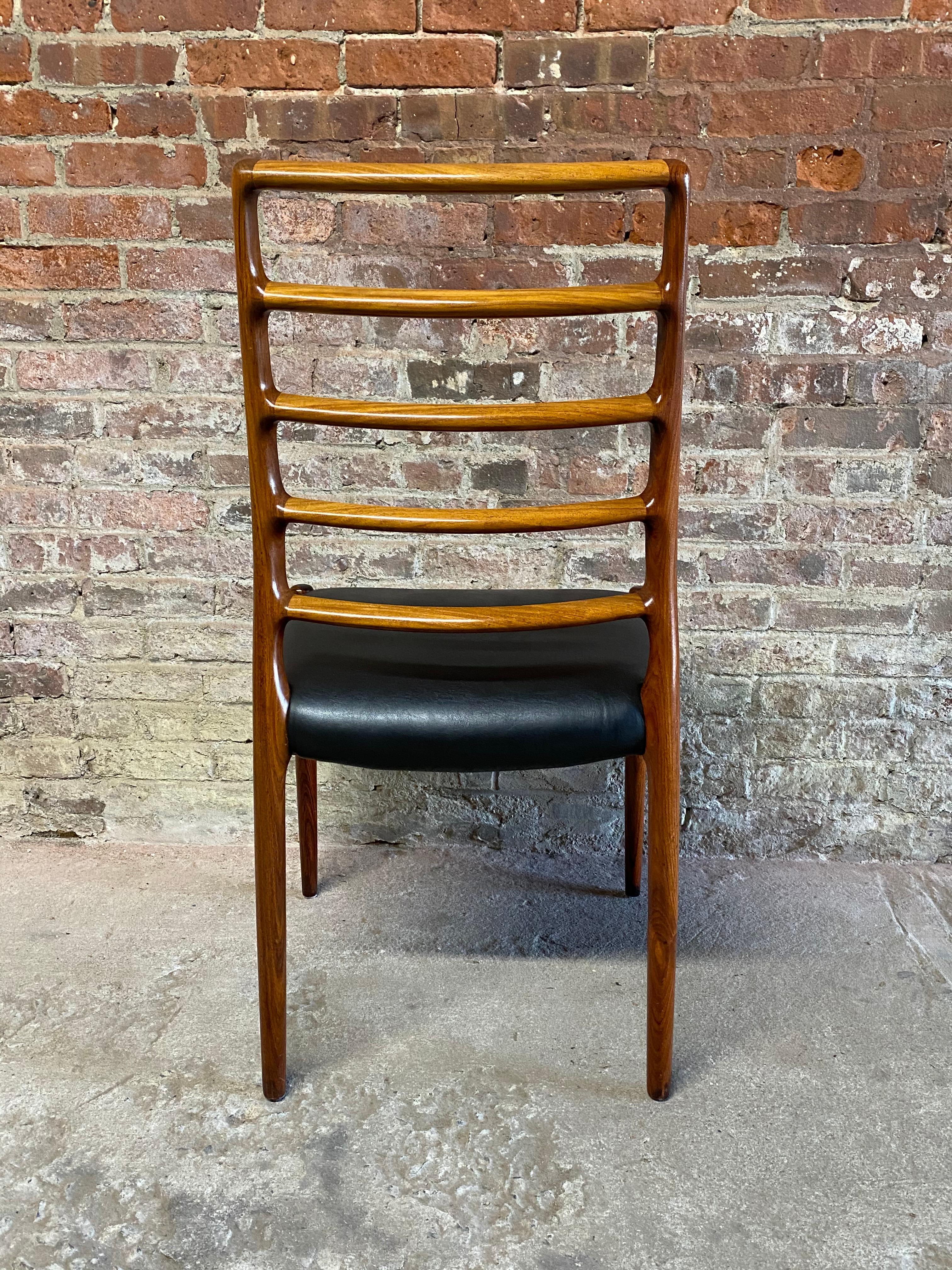 Set of Six Niels Otto Moller Ladder Model 82 Back Dining Chairs 2