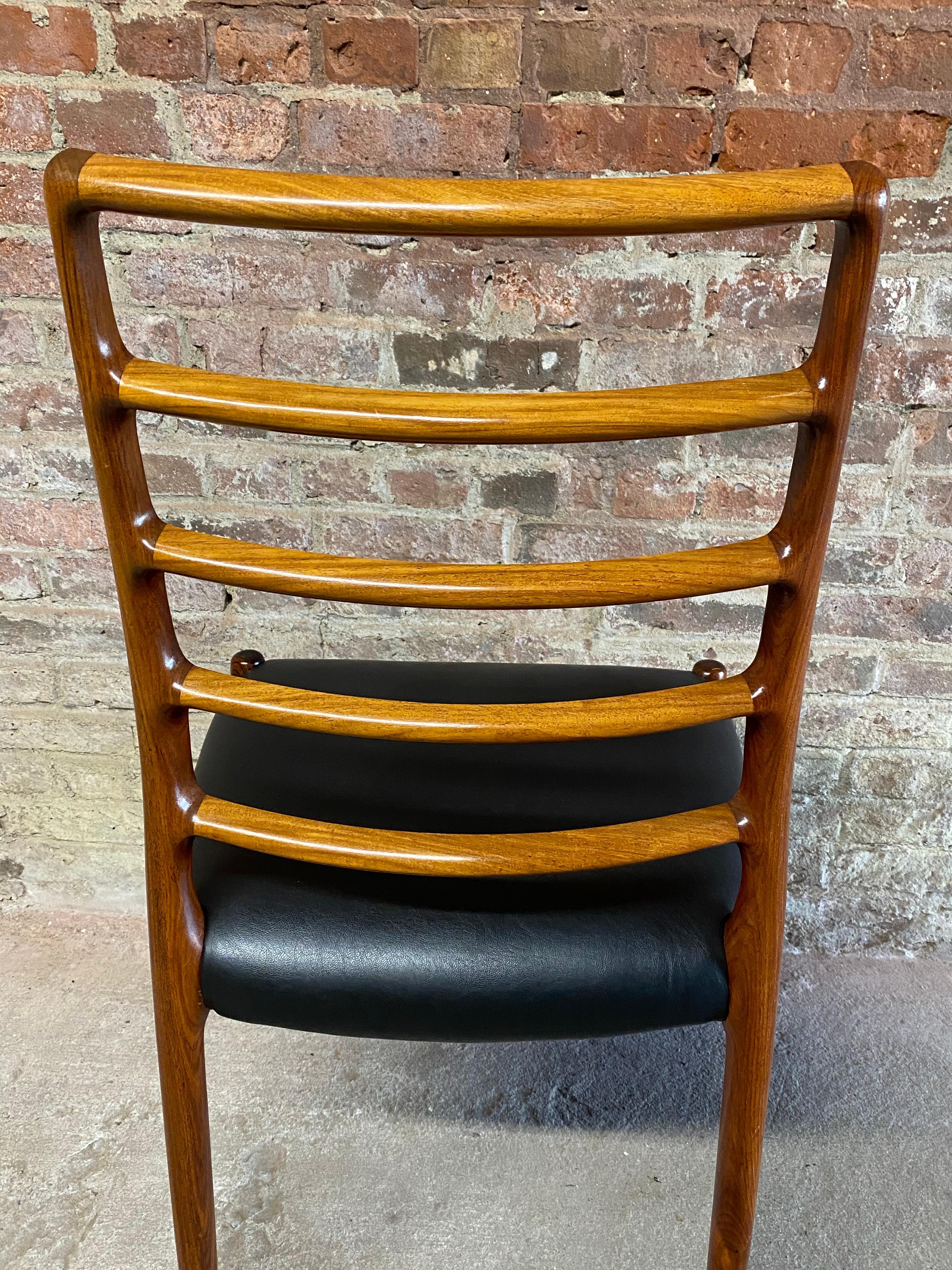 Set of Six Niels Otto Moller Ladder Model 82 Back Dining Chairs 5