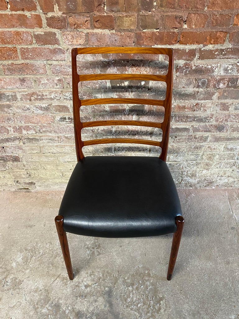 Set of Six Niels Otto Moller Ladder Model 82 Back Dining Chairs For Sale 1