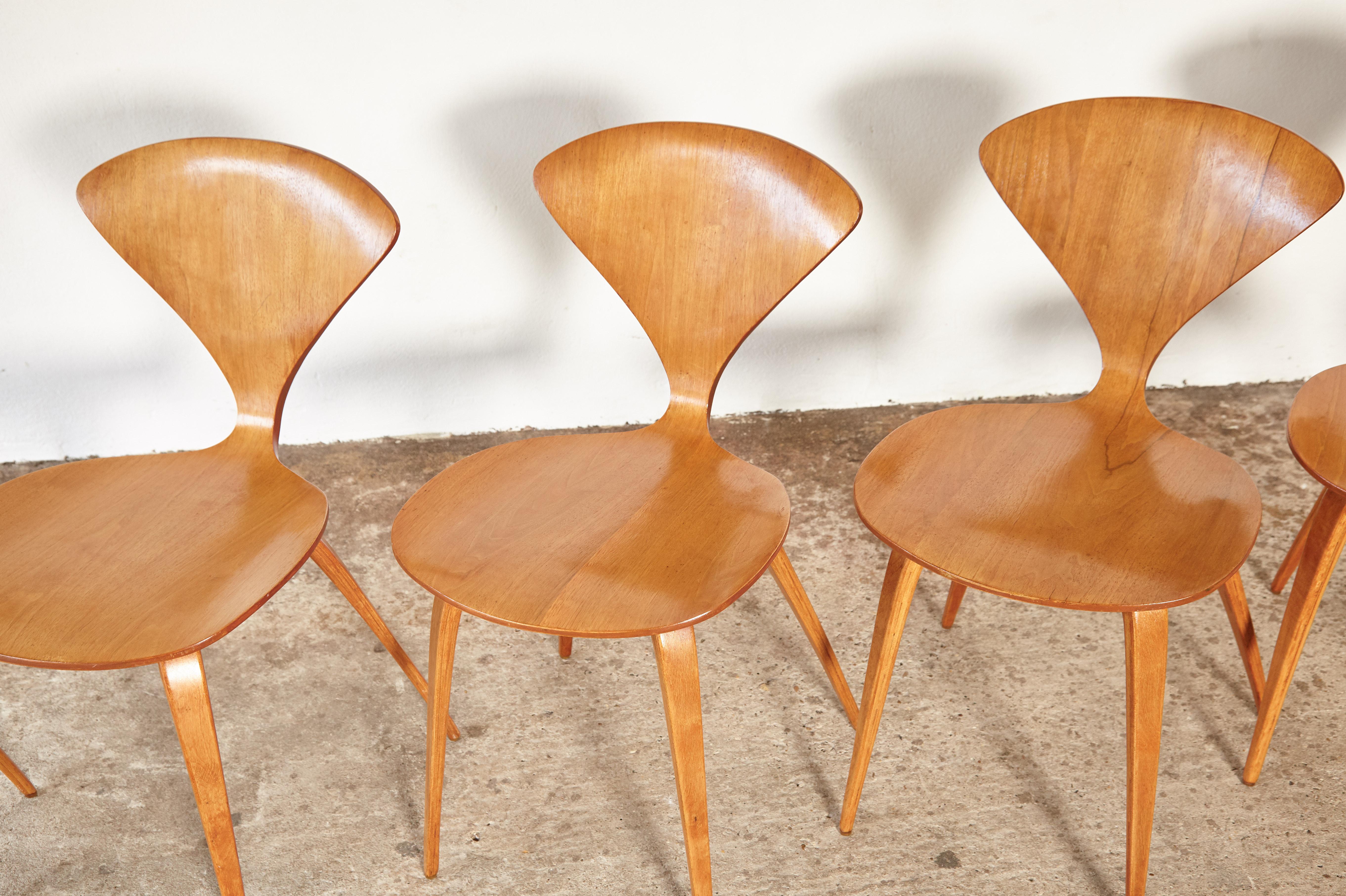 Set of Six Norman Cherner Dining Chairs, Plycraft, USA, 1960s 3