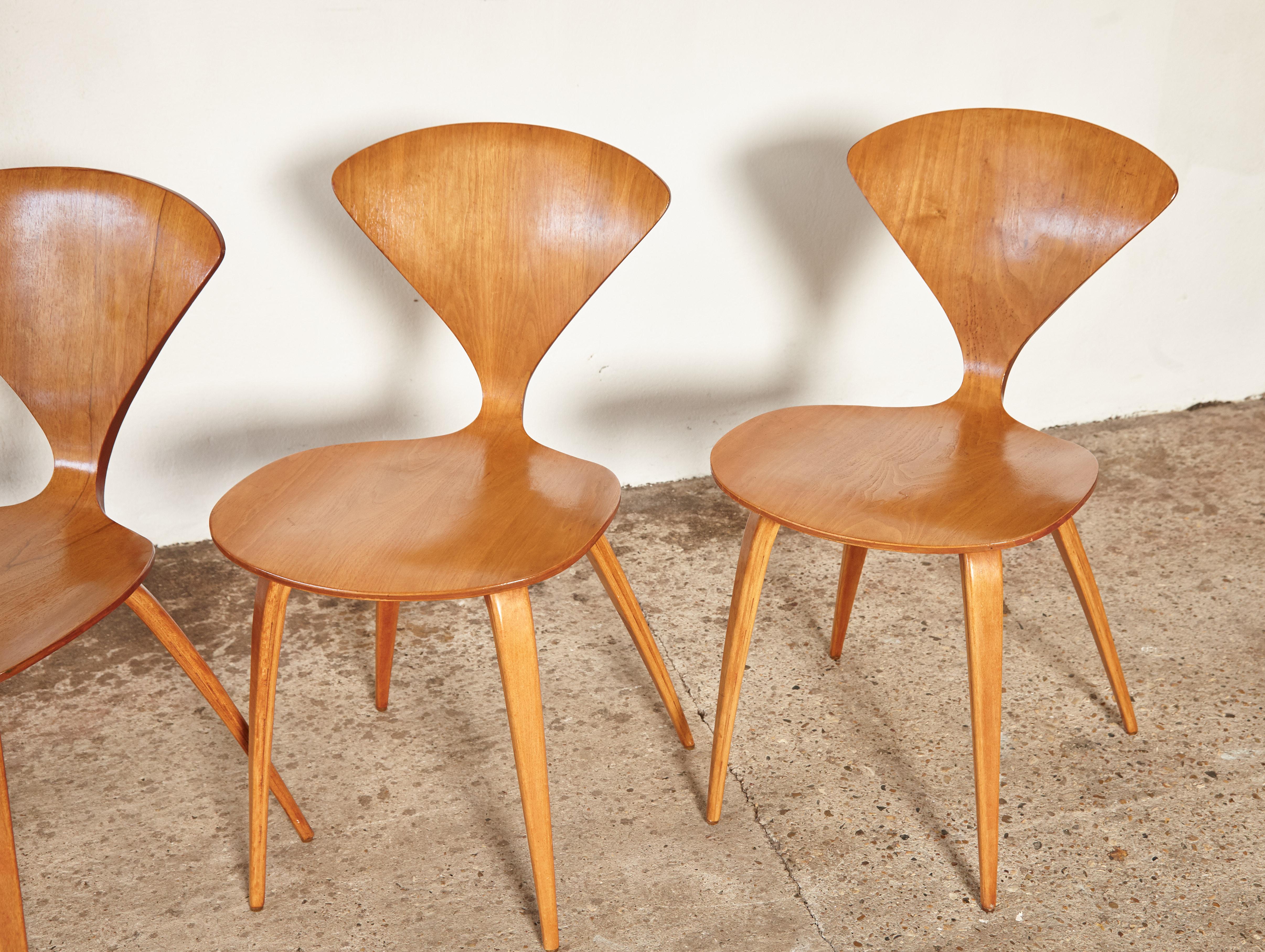 Set of Six Norman Cherner Dining Chairs, Plycraft, USA, 1960s 4