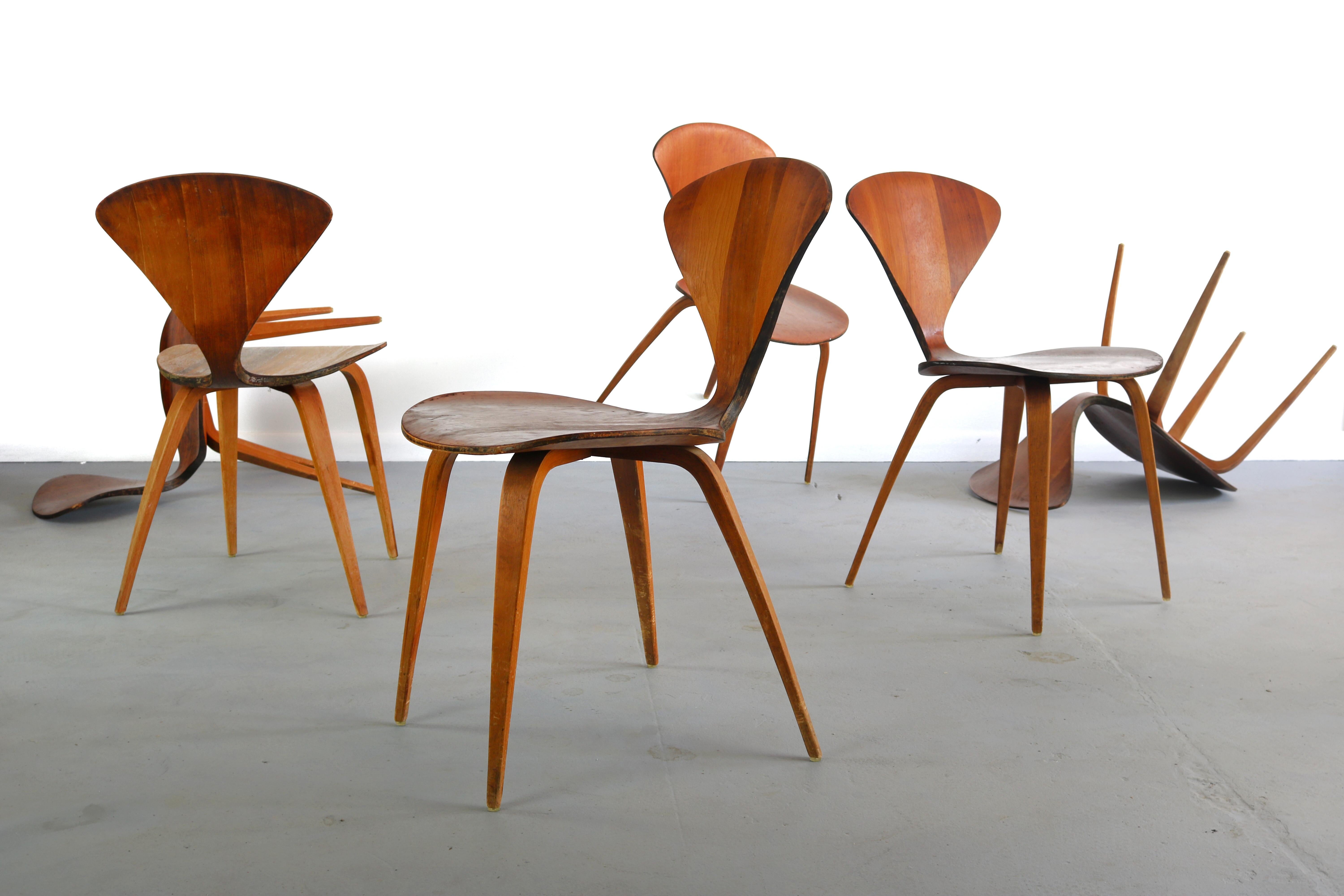 Mid-Century Modern Set of Six Norman Cherner Dining Chairs, Plycraft, USA, 1960s