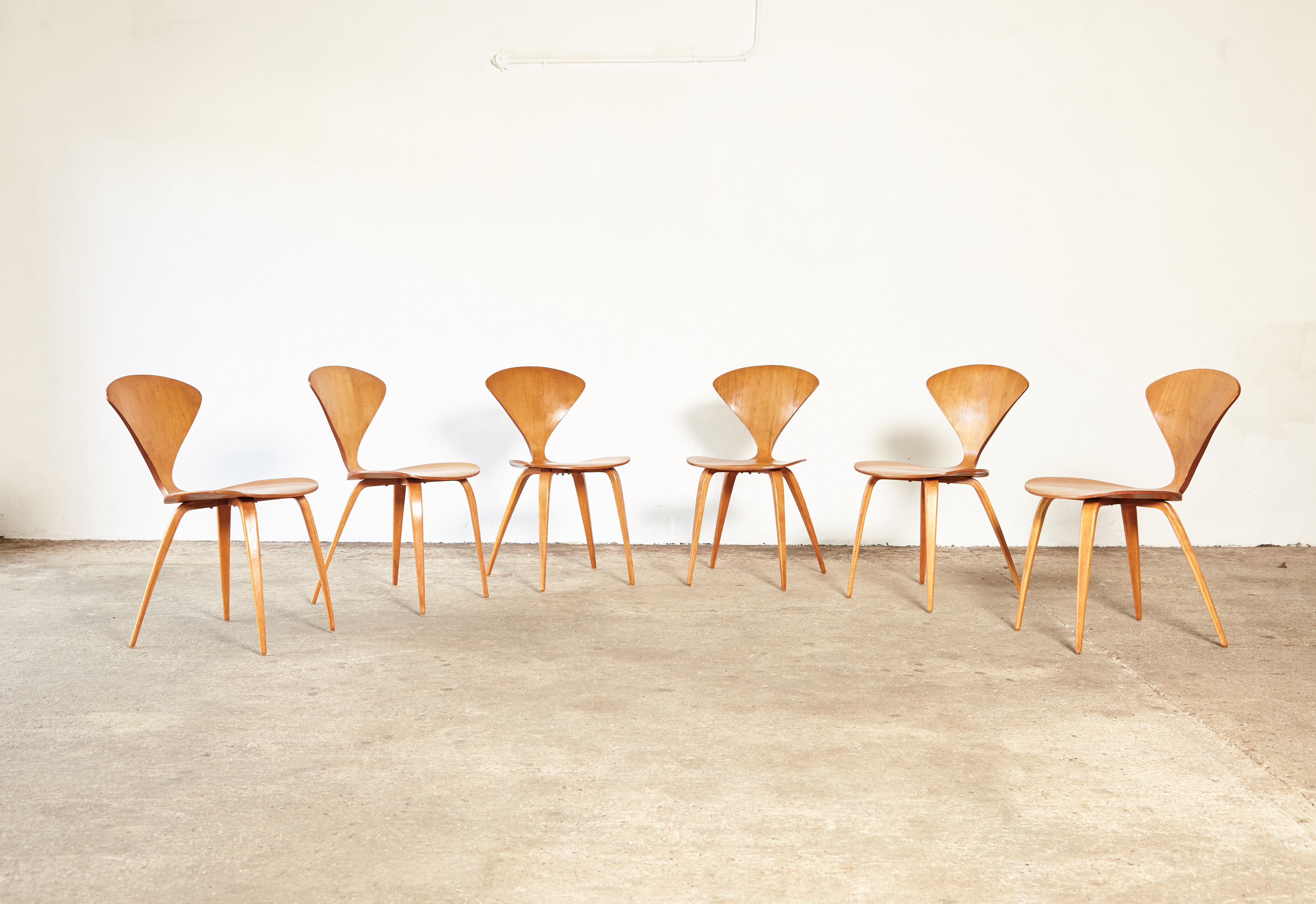Mid-Century Modern Set of Six Norman Cherner Dining Chairs, Plycraft, USA, 1960s