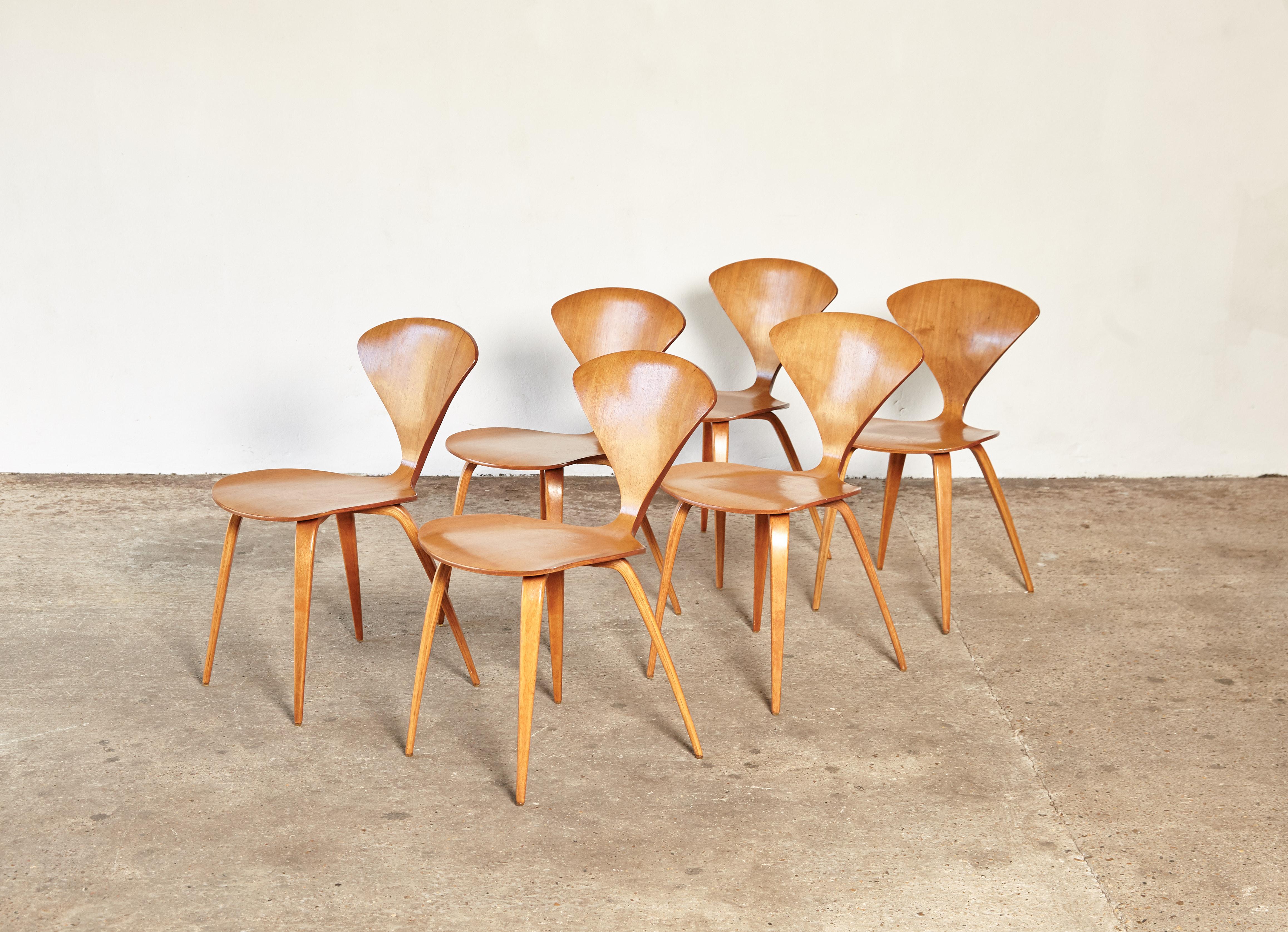 Set of Six Norman Cherner Dining Chairs, Plycraft, USA, 1960s In Good Condition In London, GB