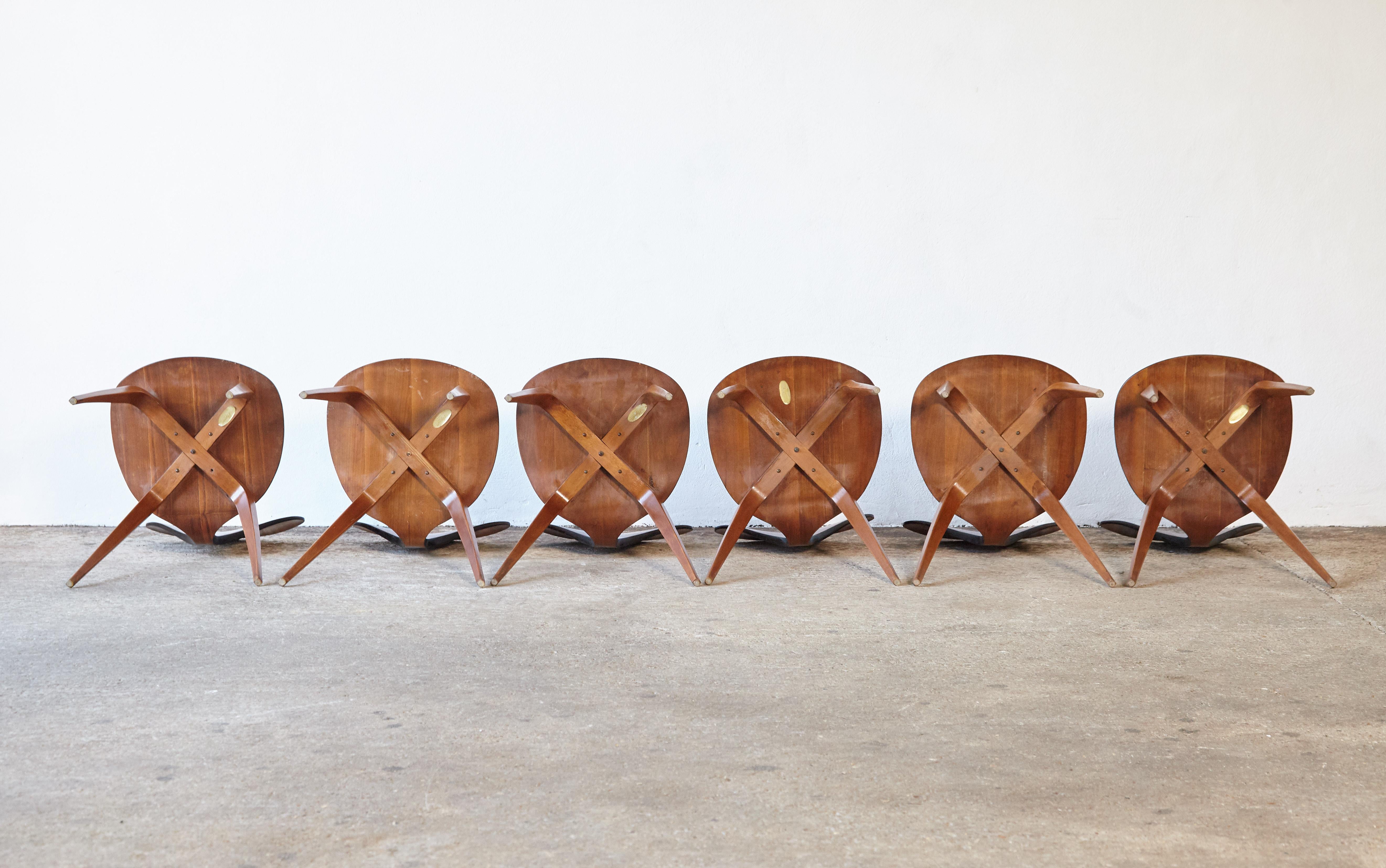 Wood Set of Six Norman Cherner Dining Chairs, Plycraft, USA, 1960s