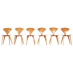 Set of Six Norman Cherner Dining Chairs, Plycraft, USA, 1960s