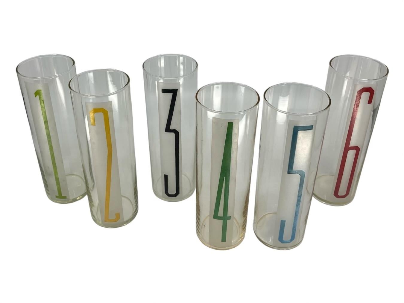 Juego de seis vasos numerados High Ball Pintado en venta