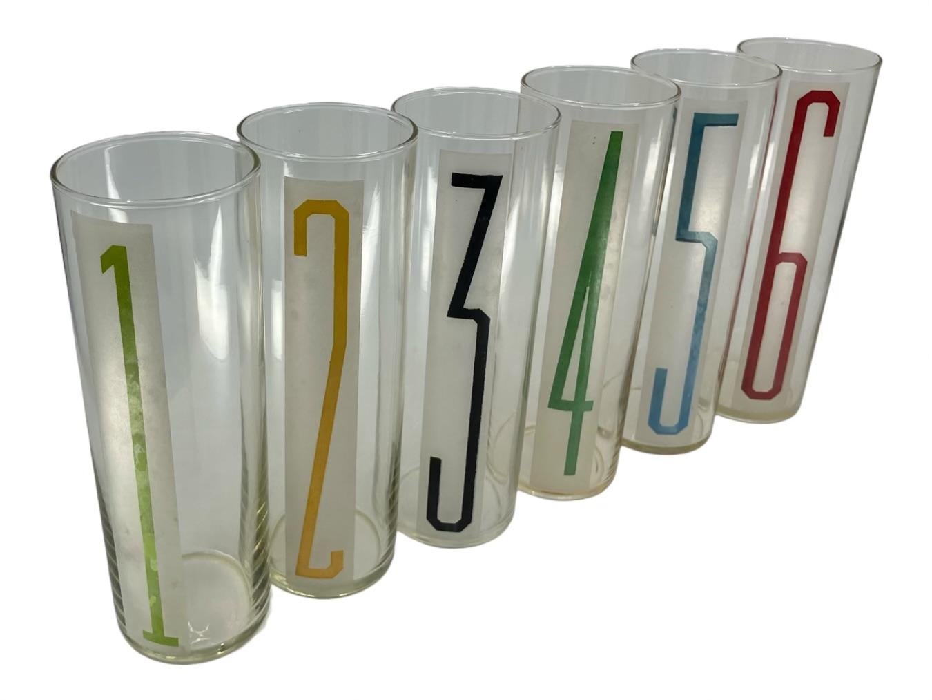 Juego de seis vasos numerados High Ball en Bueno estado para la venta en New York, NY