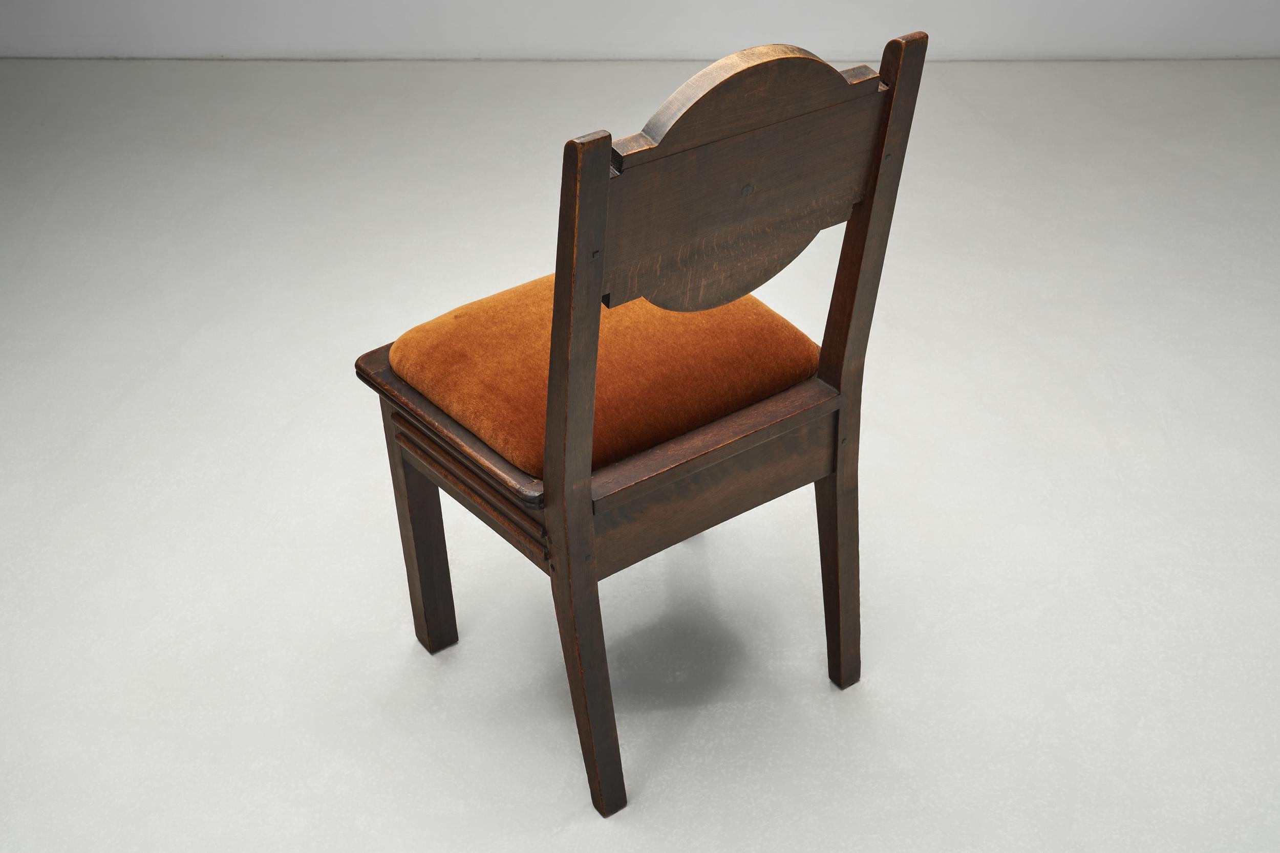 Set di sei sedie da pranzo in Oak e Mohair di Etienne Kohlmann, Francia anni '30 in vendita 5