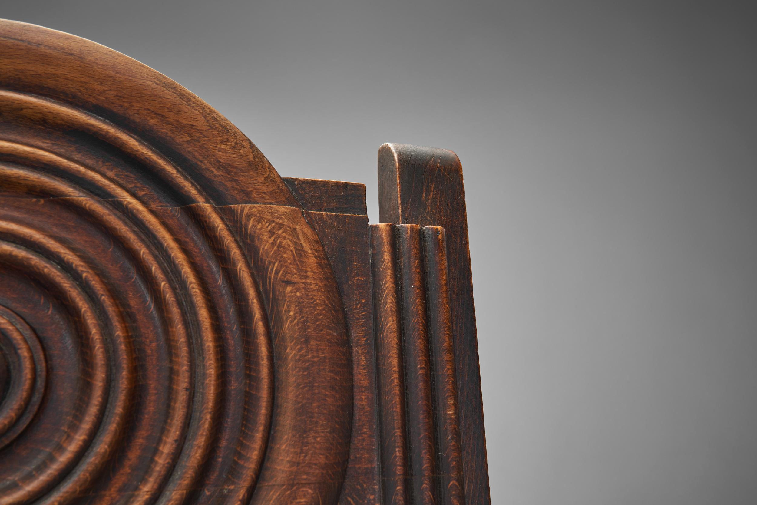 Set di sei sedie da pranzo in Oak e Mohair di Etienne Kohlmann, Francia anni '30 in vendita 1