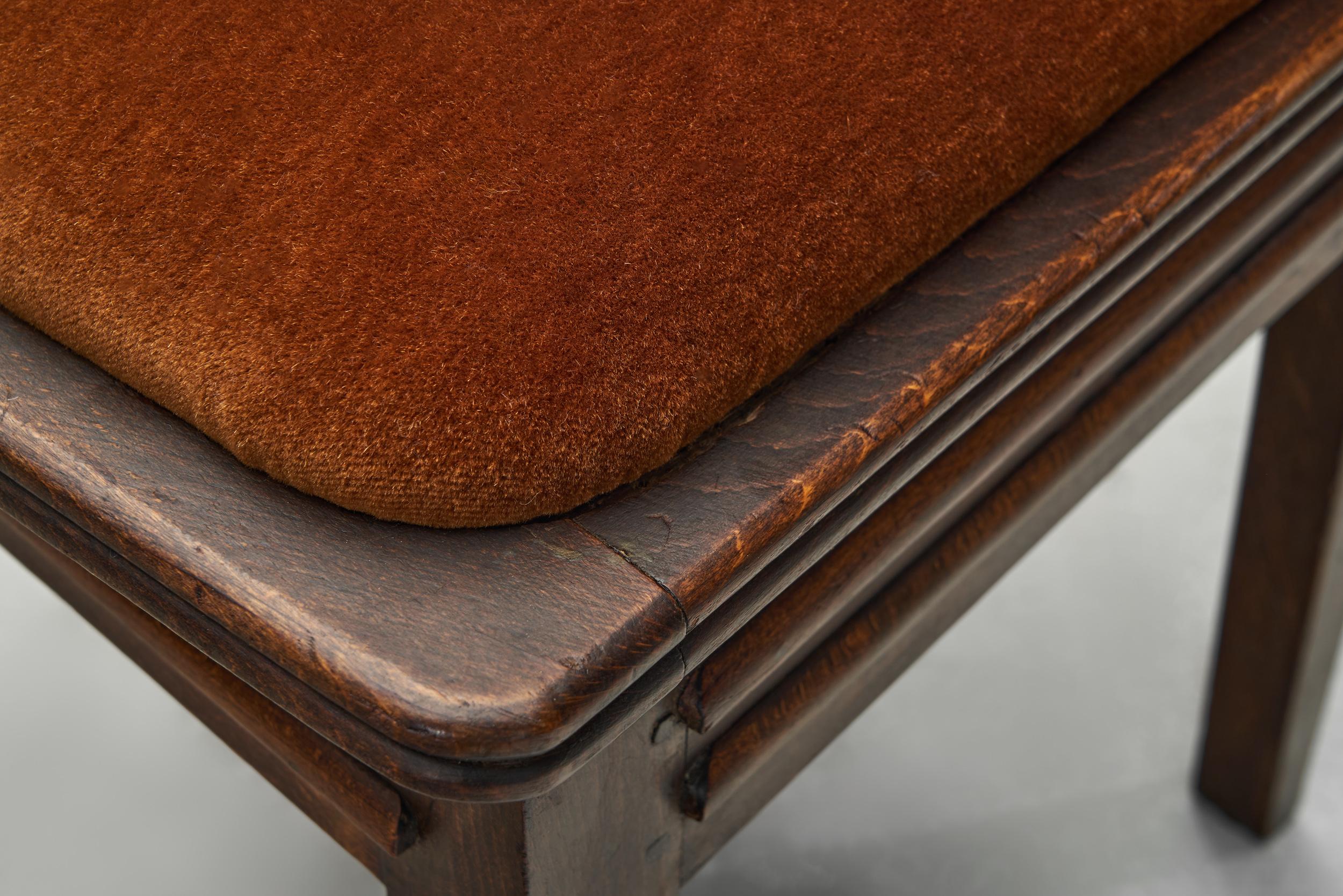 Set di sei sedie da pranzo in Oak e Mohair di Etienne Kohlmann, Francia anni '30 in vendita 3