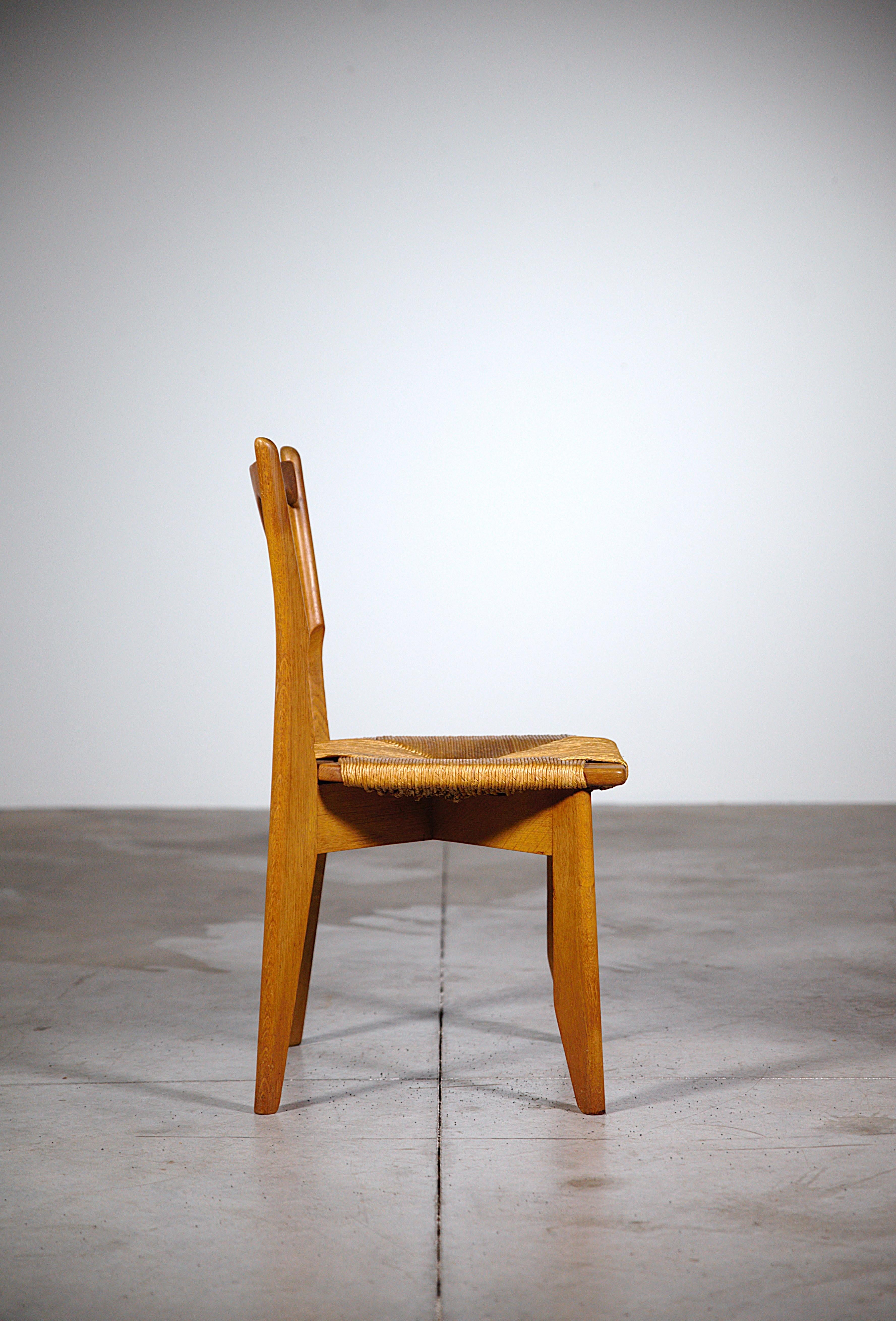 Wood Set of Six Oak and Rush 