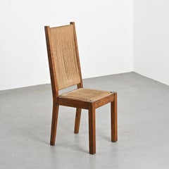 Set di sei sedie in Oak con corda intrecciata di Francis Jourdain, circa 1945