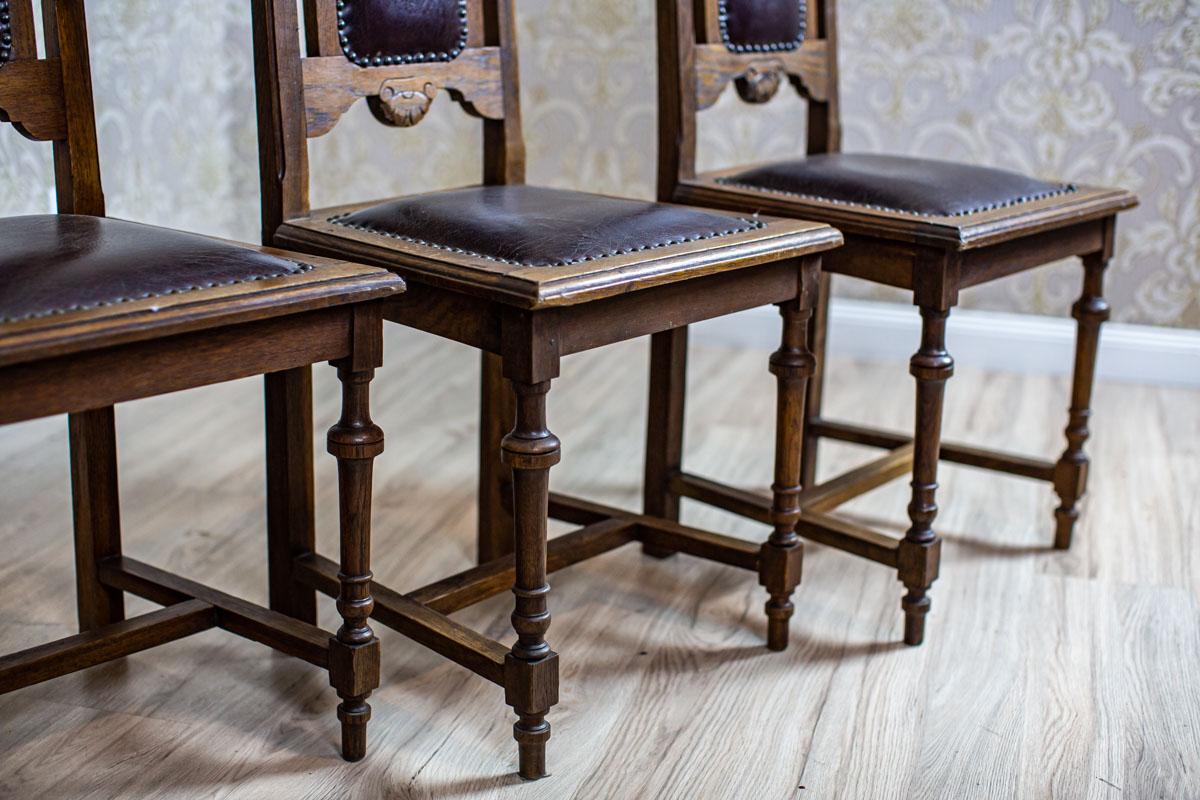 French Set of Six Oak Dining Chairs from the Turn of the 19th and 20th Centuries