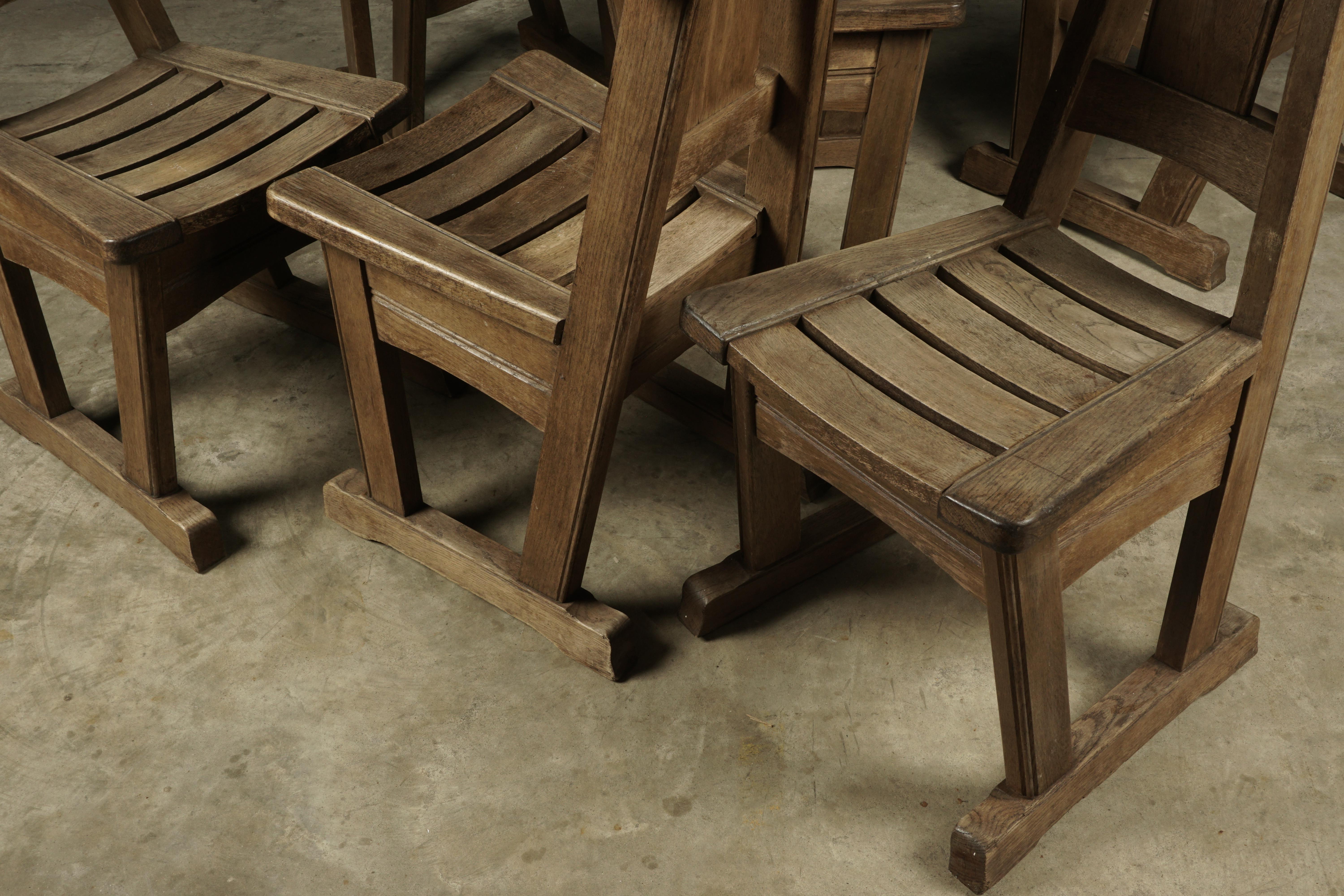 Mid-20th Century Vintage Set of Six Oak Dining Chairs in Oak, from Holland, circa 1960