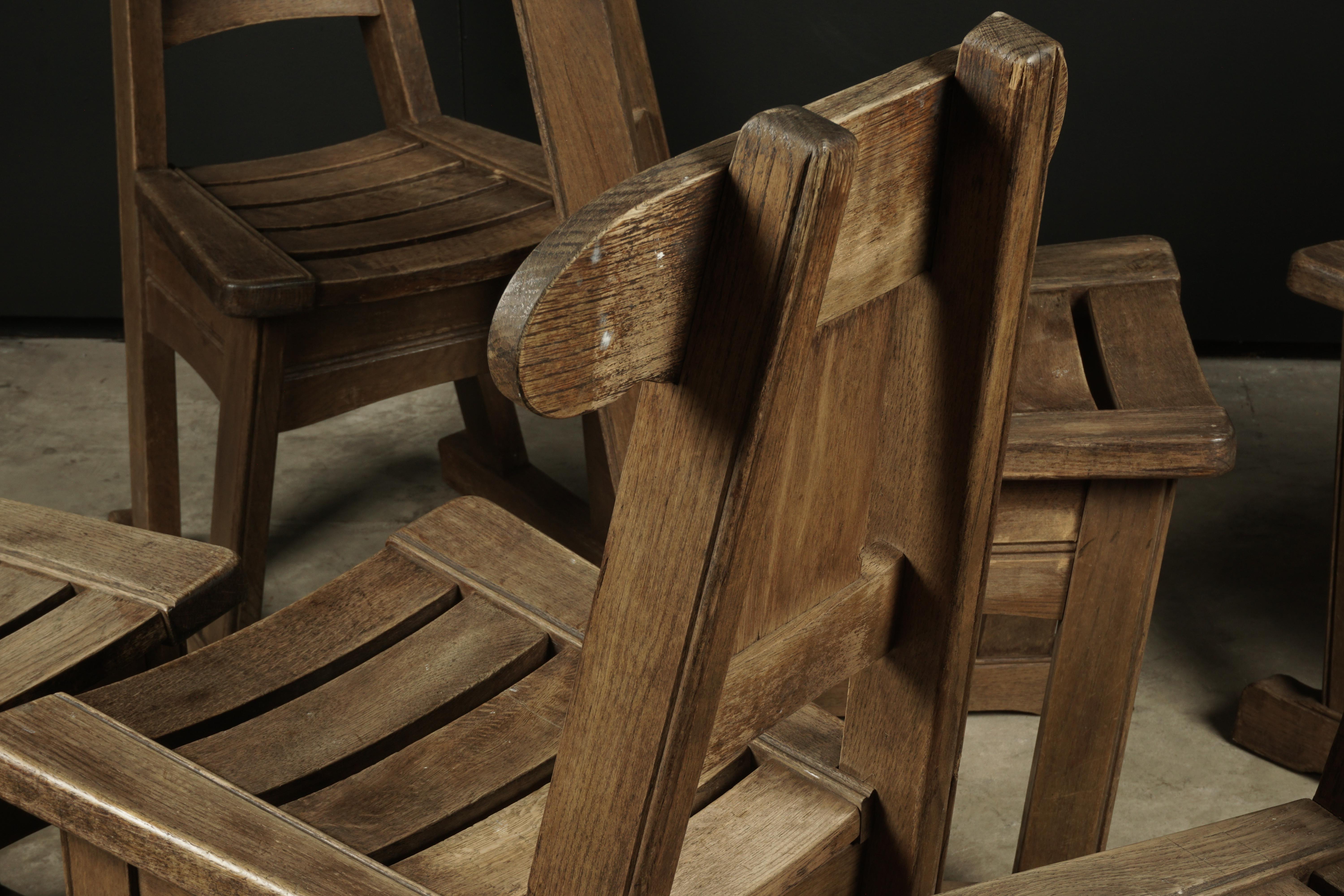 Vintage Set of Six Oak Dining Chairs in Oak, from Holland, circa 1960 1